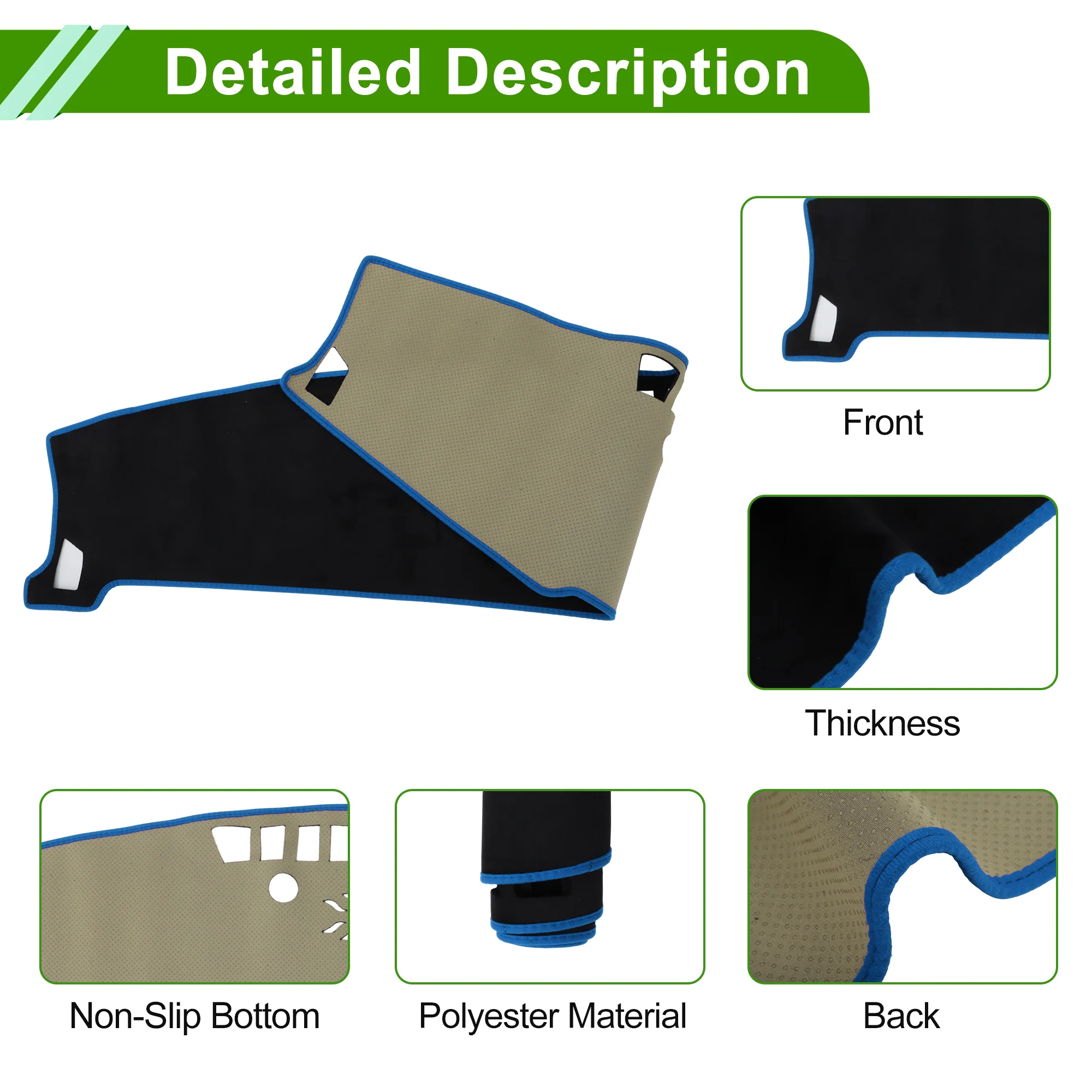 Dashboard Cover for Kia Seltos 2024-2025 without Hud Flannel Black Blue 1 Pcs - Image 6