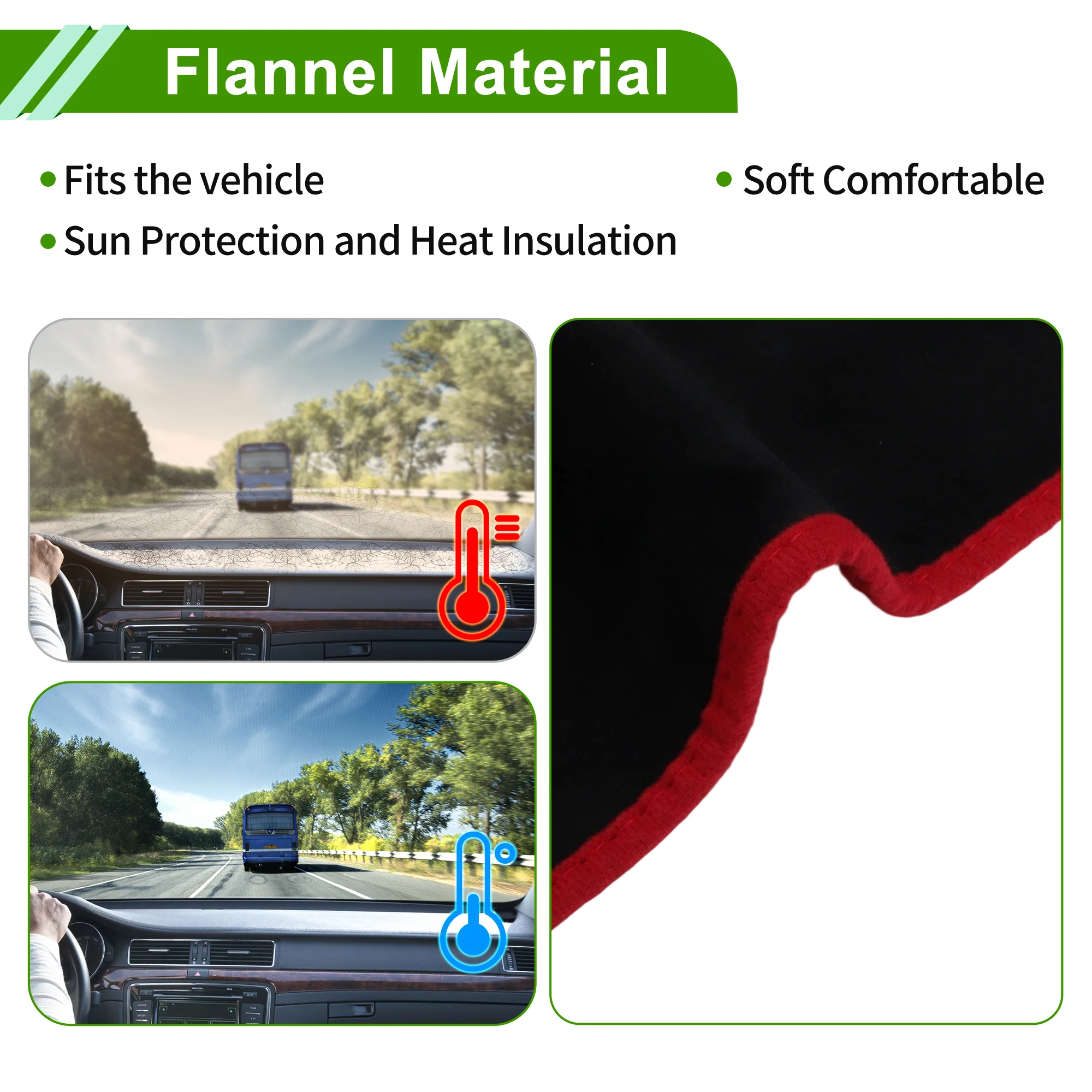 Dashboard Cover for Kia Seltos 2024-2025 without Hud Flannel Black Red 1 Pcs - Image 5