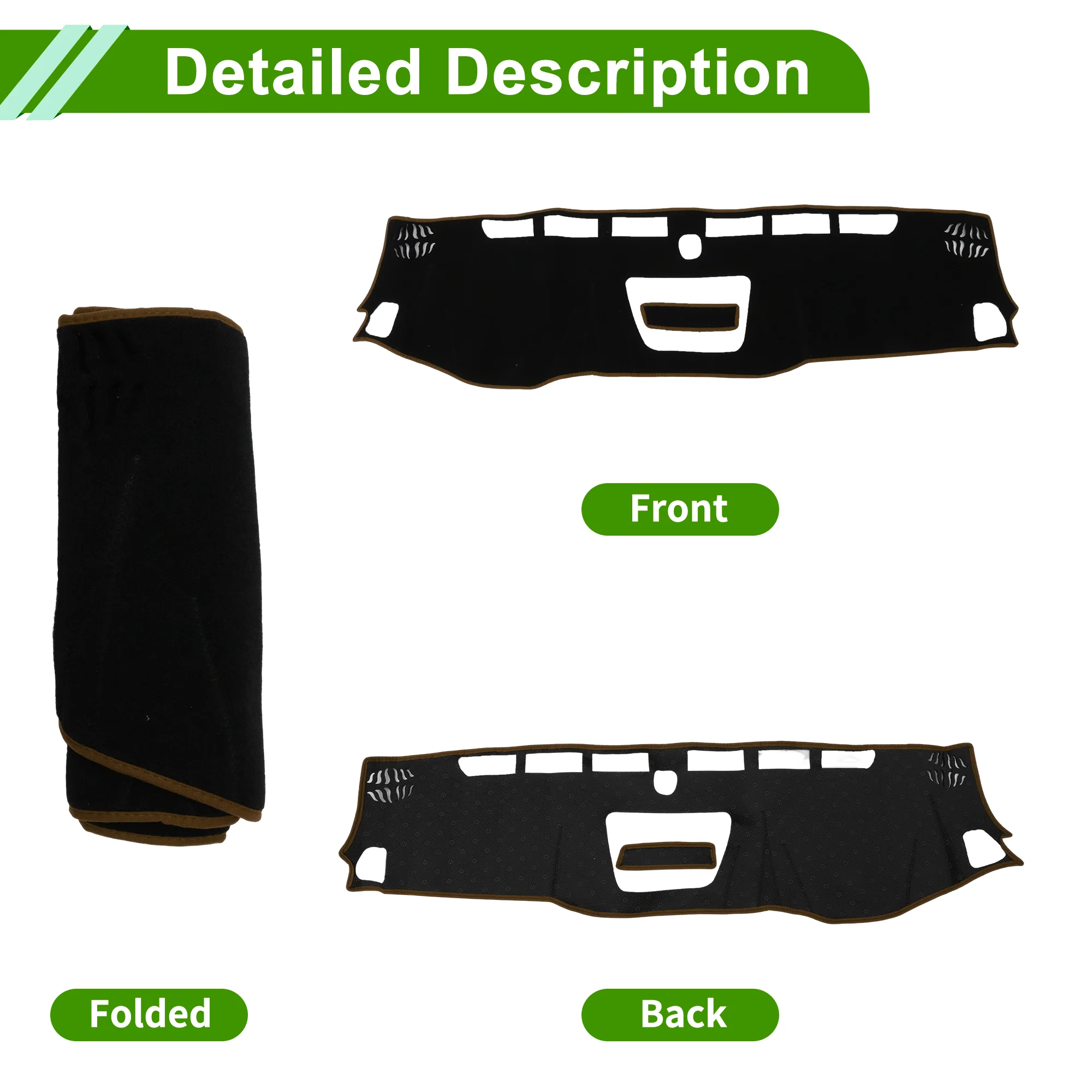 Dashboard Cover for Chevrolet Colorado 2015-2022 Polyester Black Brown 1 Pc - Image 4