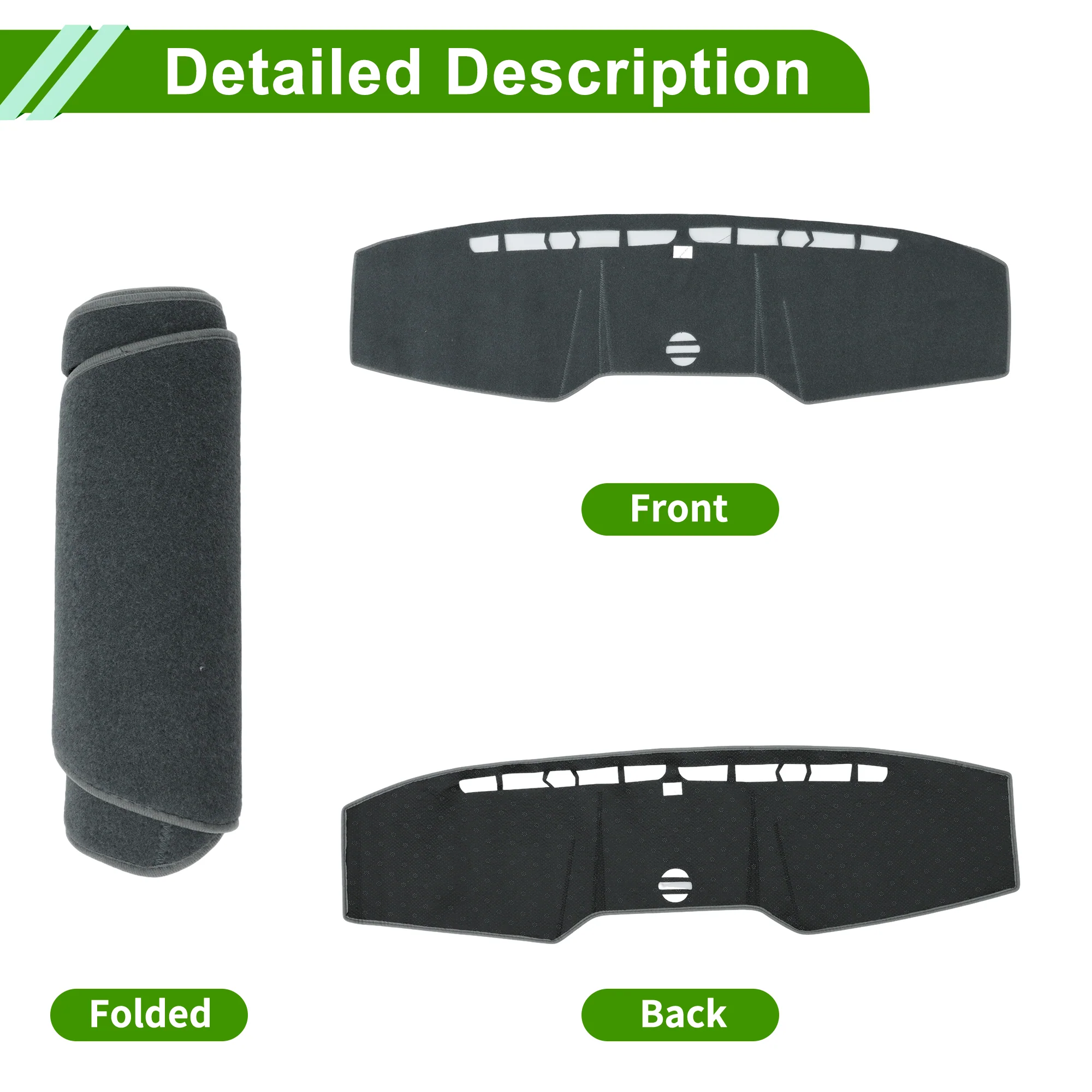 Dashboard Cover for Ford for Mustang 2015-2023 without Hud Polyester Gray 1 Pcs - Image 4