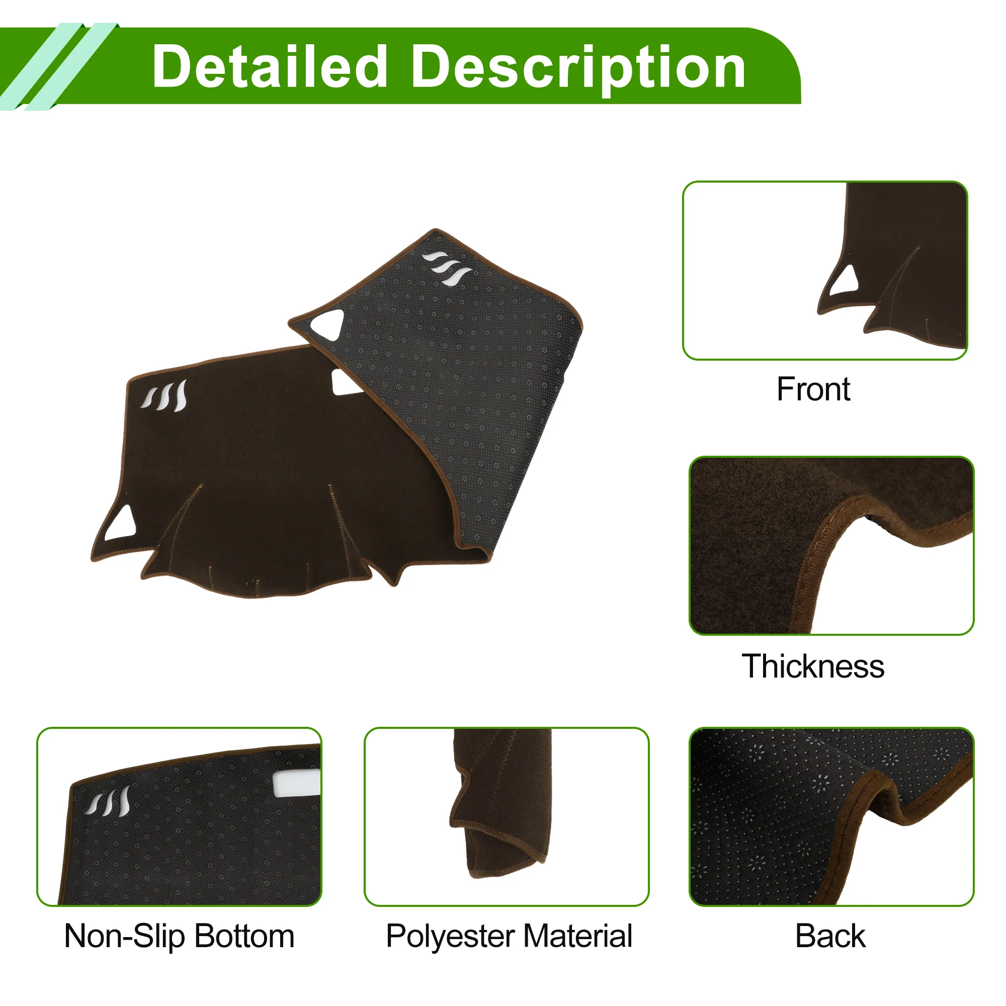 Dashboard Cover for Chevrolet Equinox 2018-2024 without Hud Polyester Brown 1 Pc - Image 6