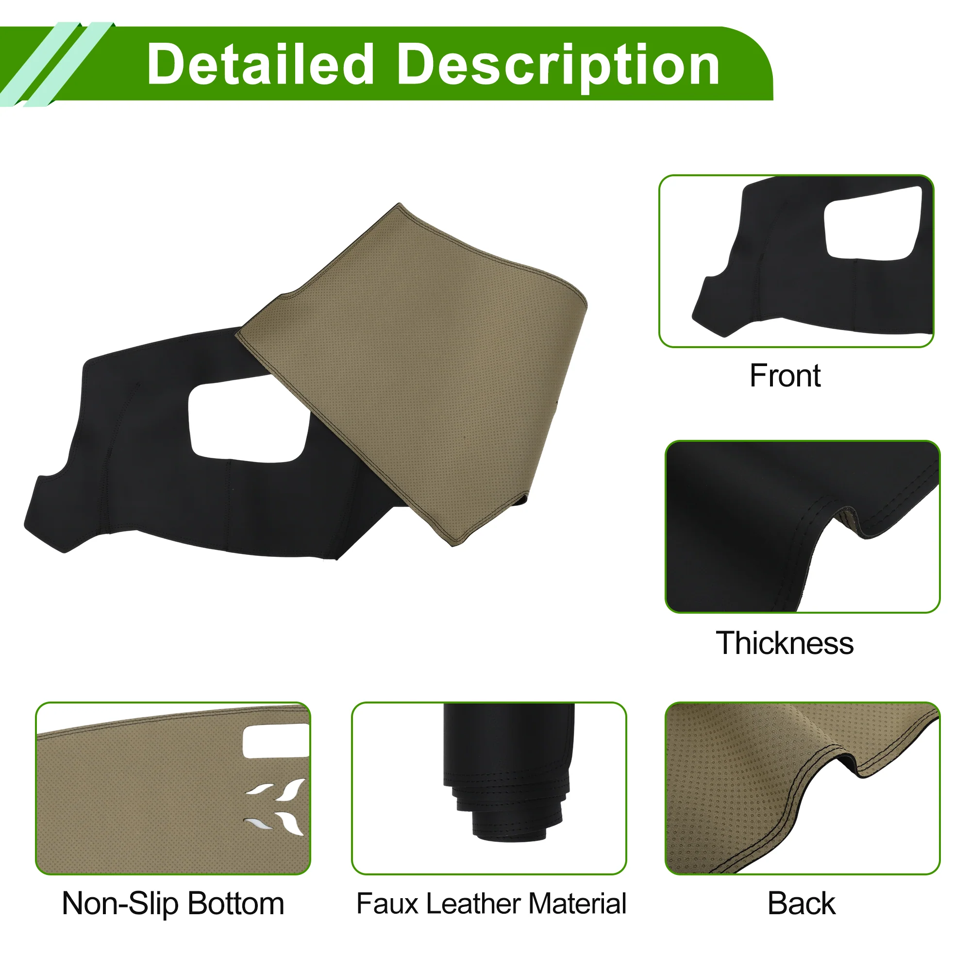 Dashboard Cover for Mazda CX-5 2022-2024 with Hud Faux Leather Black 1 Pcs - Image 6
