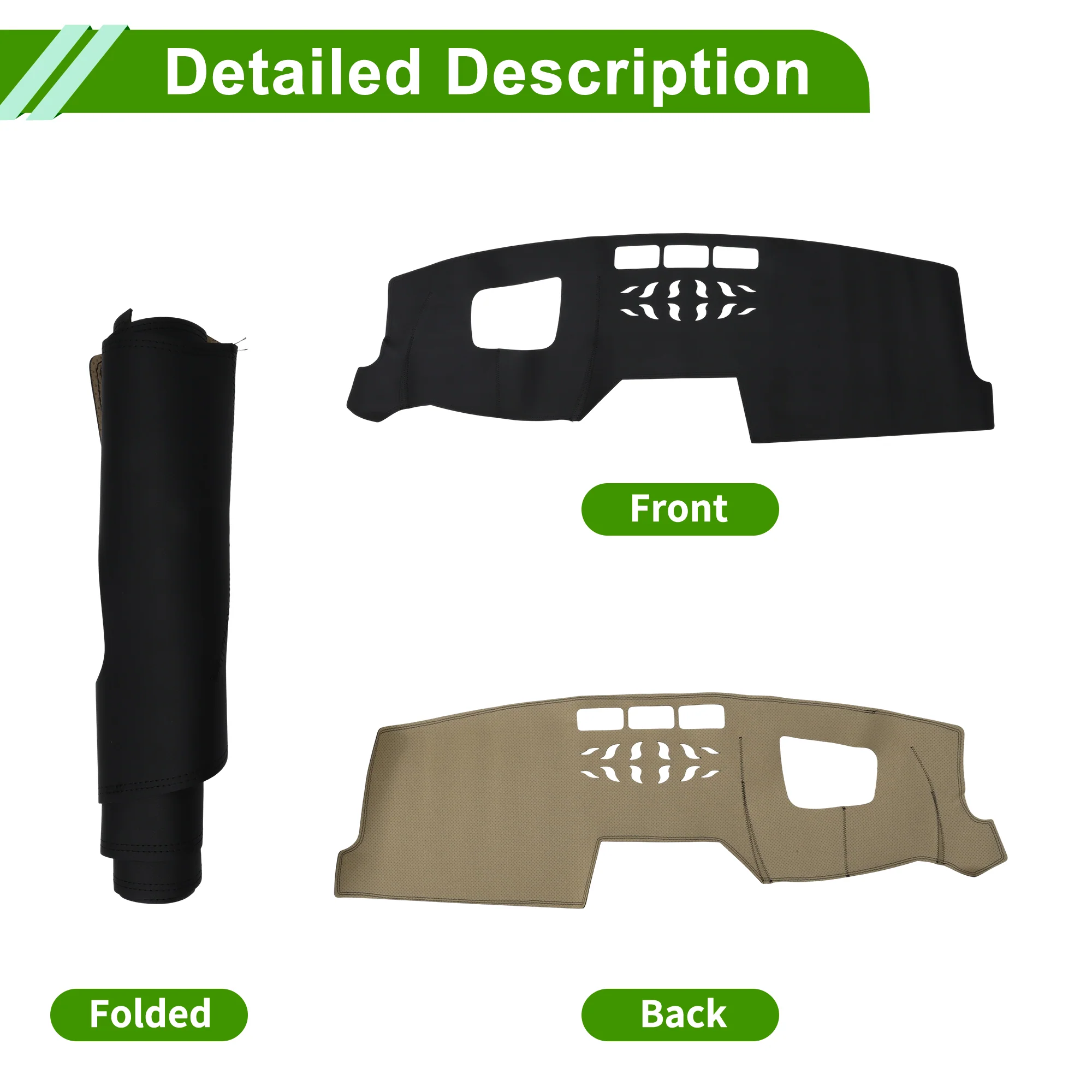 Dashboard Cover for Mazda CX-5 2017-2021 with Hud Faux Leather Black 1 Pcs - Image 4