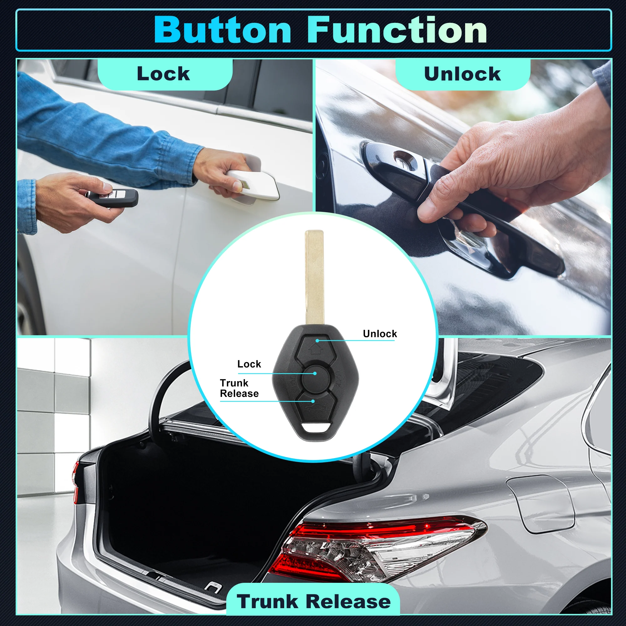 LX8FZV 315 MHz Keyless Entry Remote Key Fob for BMW 3 Series X5 Z4 2001-2005 - Image 4