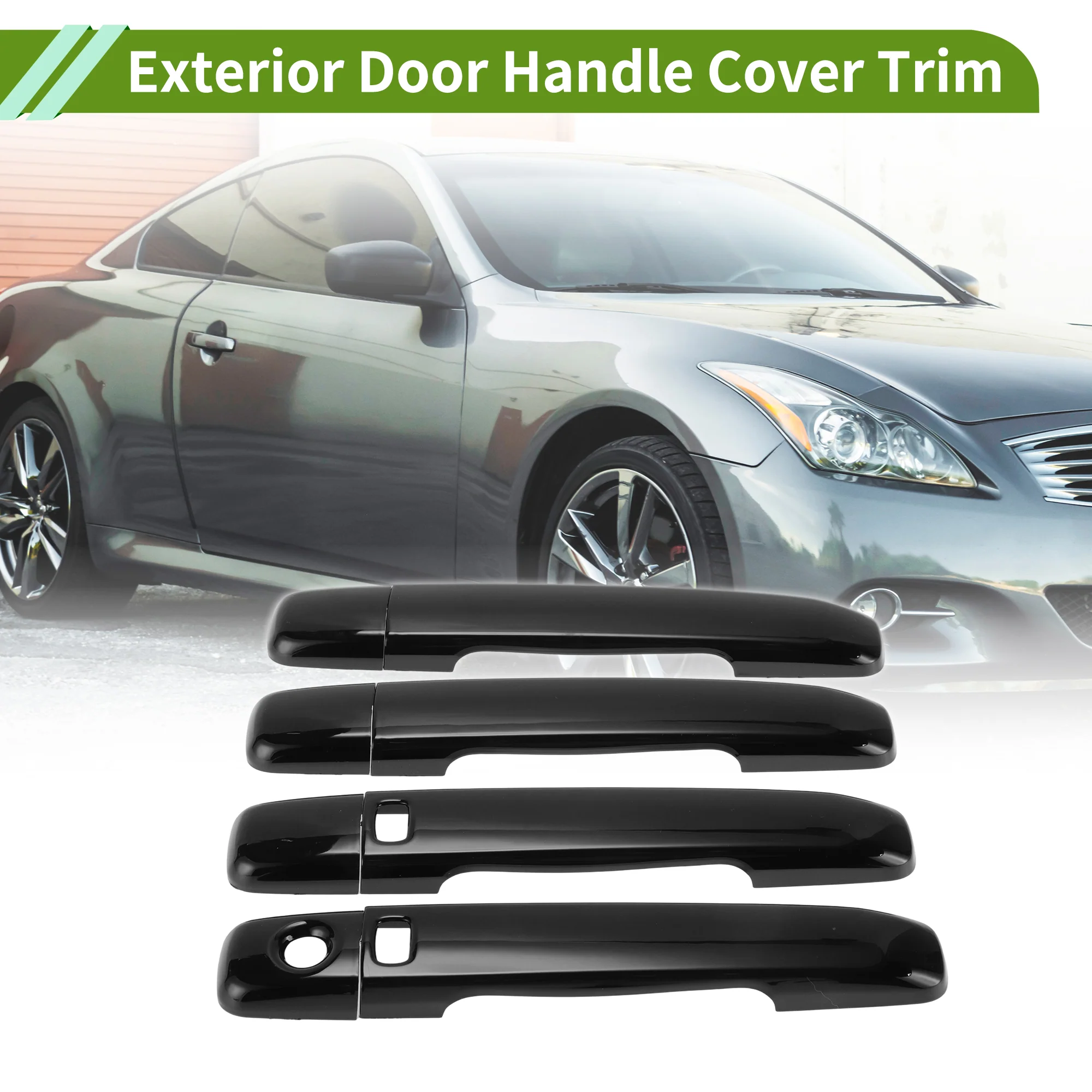 Exterior Door Handle Cover for Infiniti G25 2008-2013 Gloss Black 8Pcs - Image 2