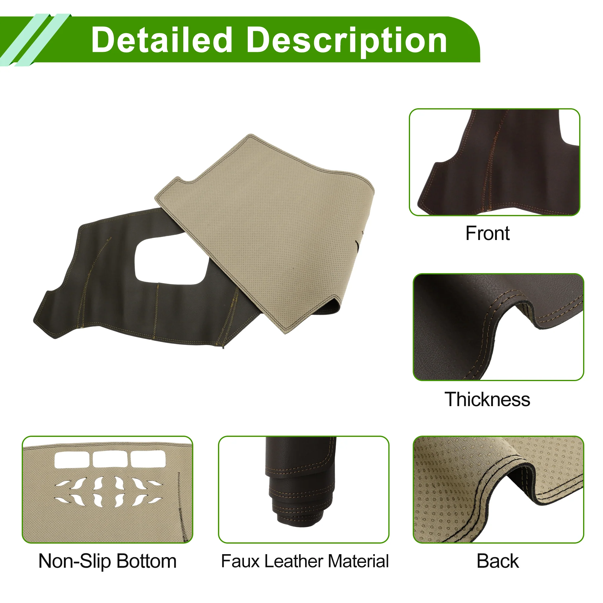 Dash Cover for Mazda CX-5 2022-2024 Dashboard Cover Faux Leather Brown 1Pc - Image 6