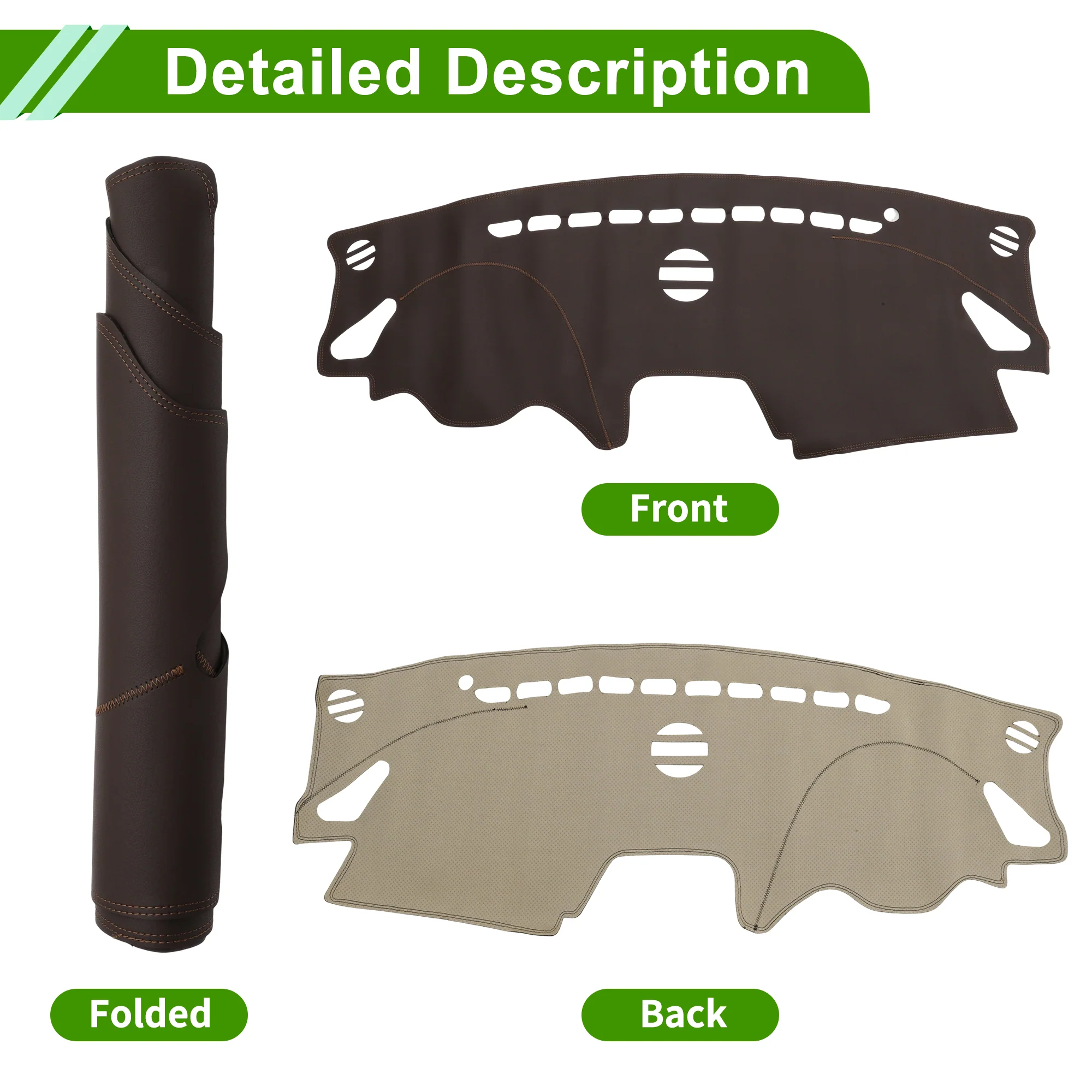 Dash Cover for Mazda 3 Axela 14-19 No Hud Dashboard Cover Faux Leather Brown 1Pc - Image 4