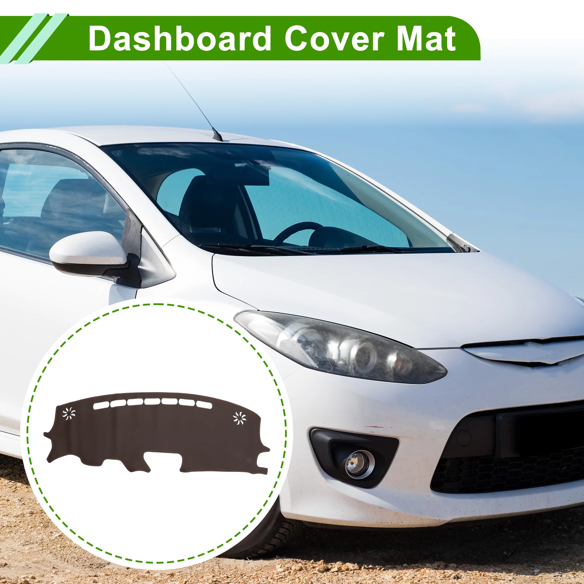 Dash Cover for Mazda 2 2015-2018 No Hud Dashboard Cover Faux Leather Brown 1 pcs - Image 2