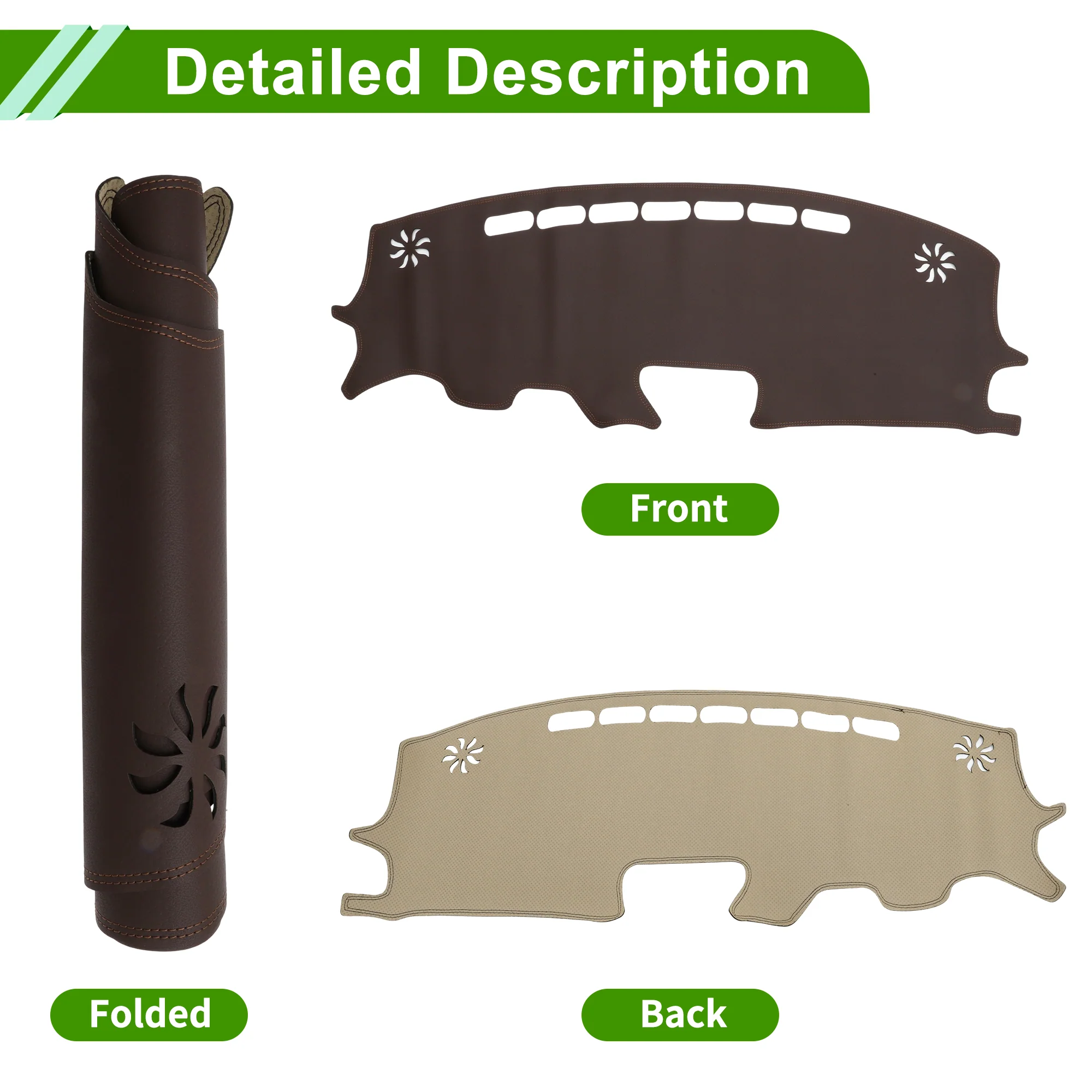 Dash Cover for Mazda 2 2015-2018 No Hud Dashboard Cover Faux Leather Brown 1 pcs - Image 4