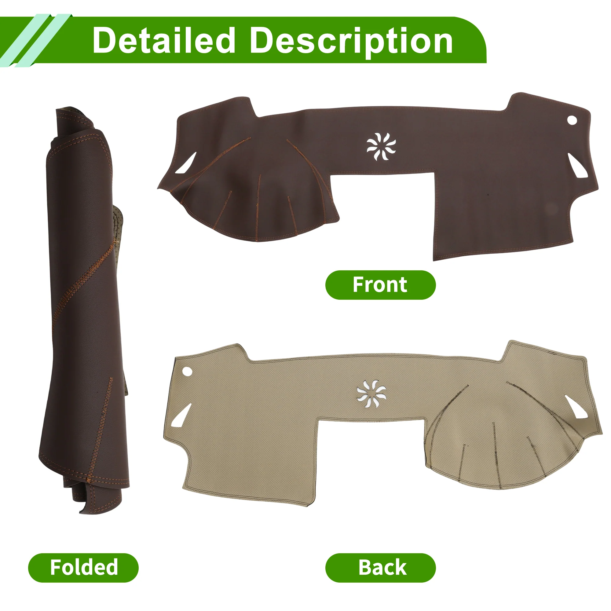 Dash Cover for Mazda 6 09-16 (Speaker) Dashboard Cover Faux Leather Brown 1Pc - Image 4