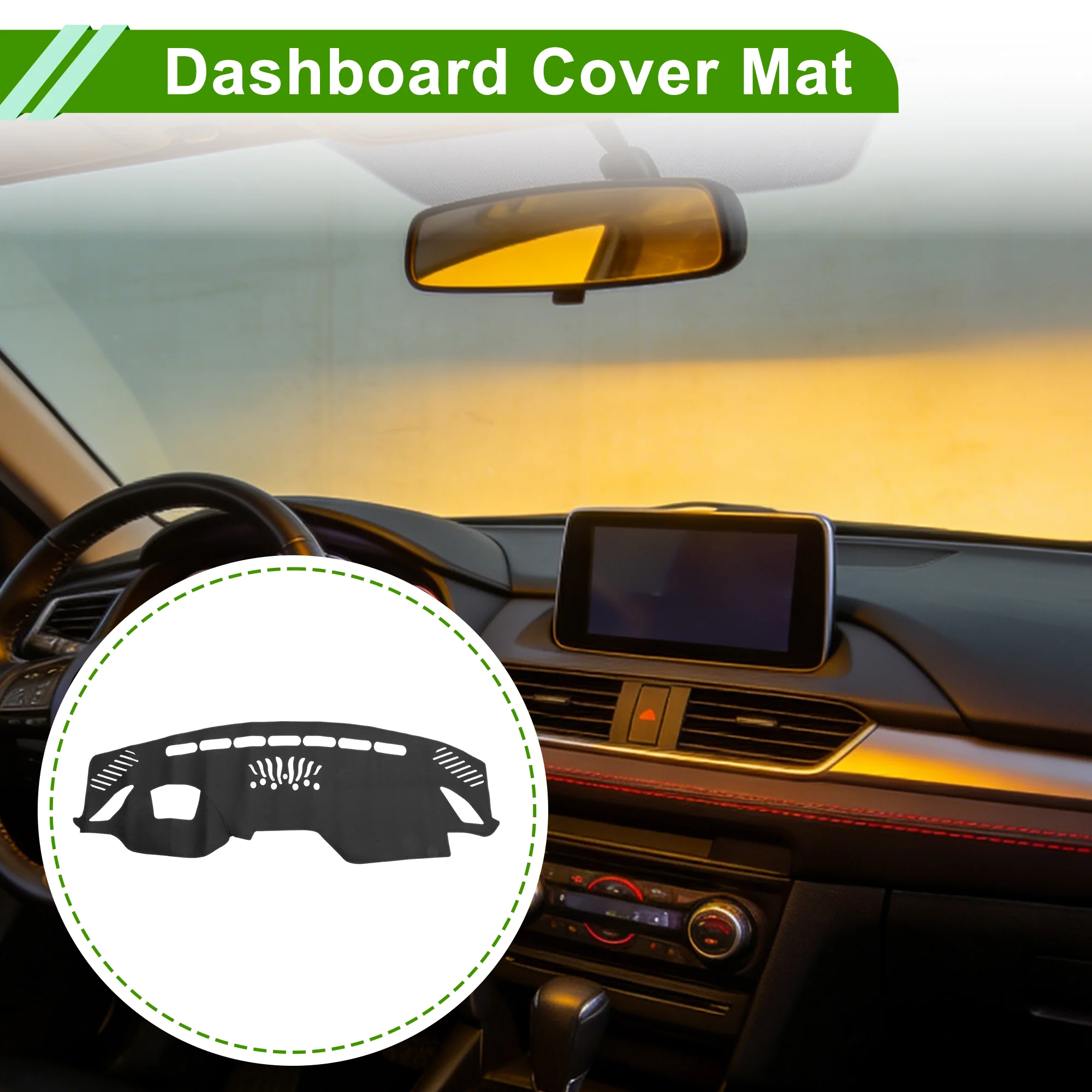 Dash Cover for Mazda 6 Atenza 2017-2019 Dashboard Cover Faux Leather Black 1 Pc - Image 2