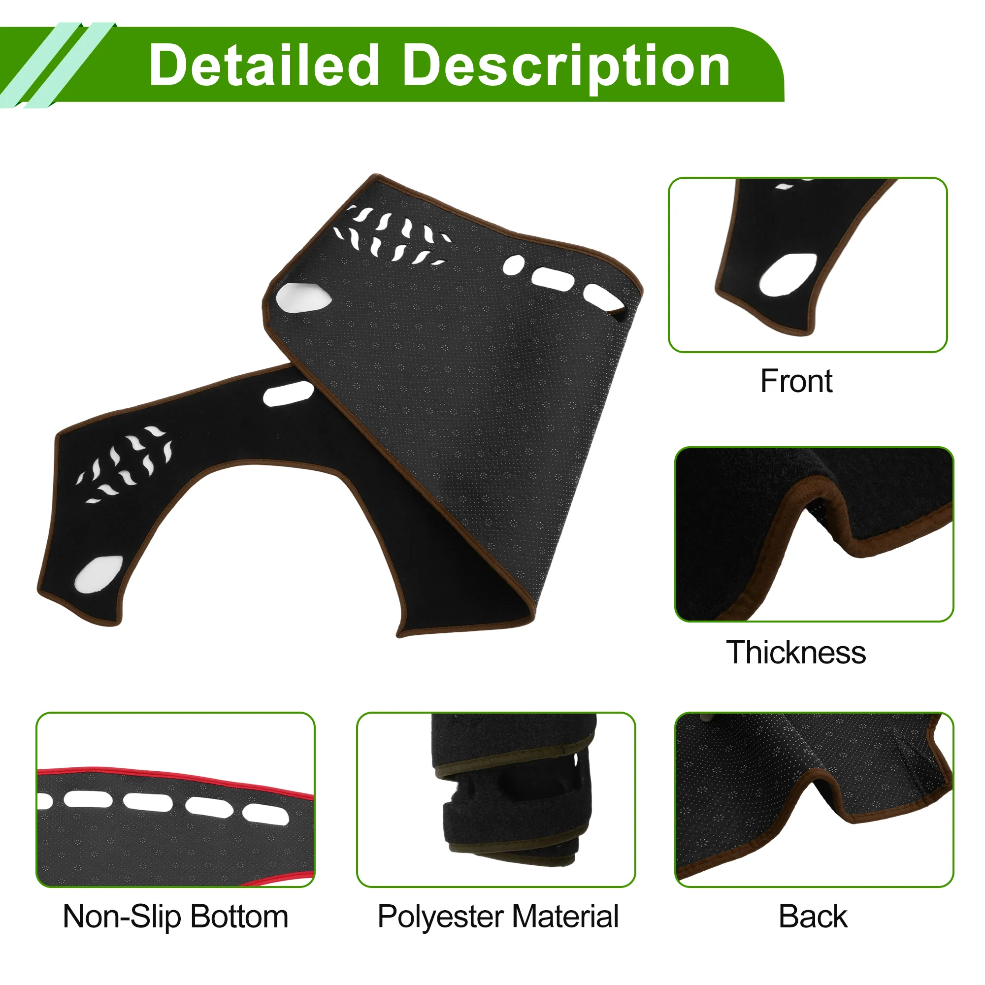 Dash Cover for Toyota GR86 2022-2025 Polyester Black with Brown Edge 1Pc - Image 6