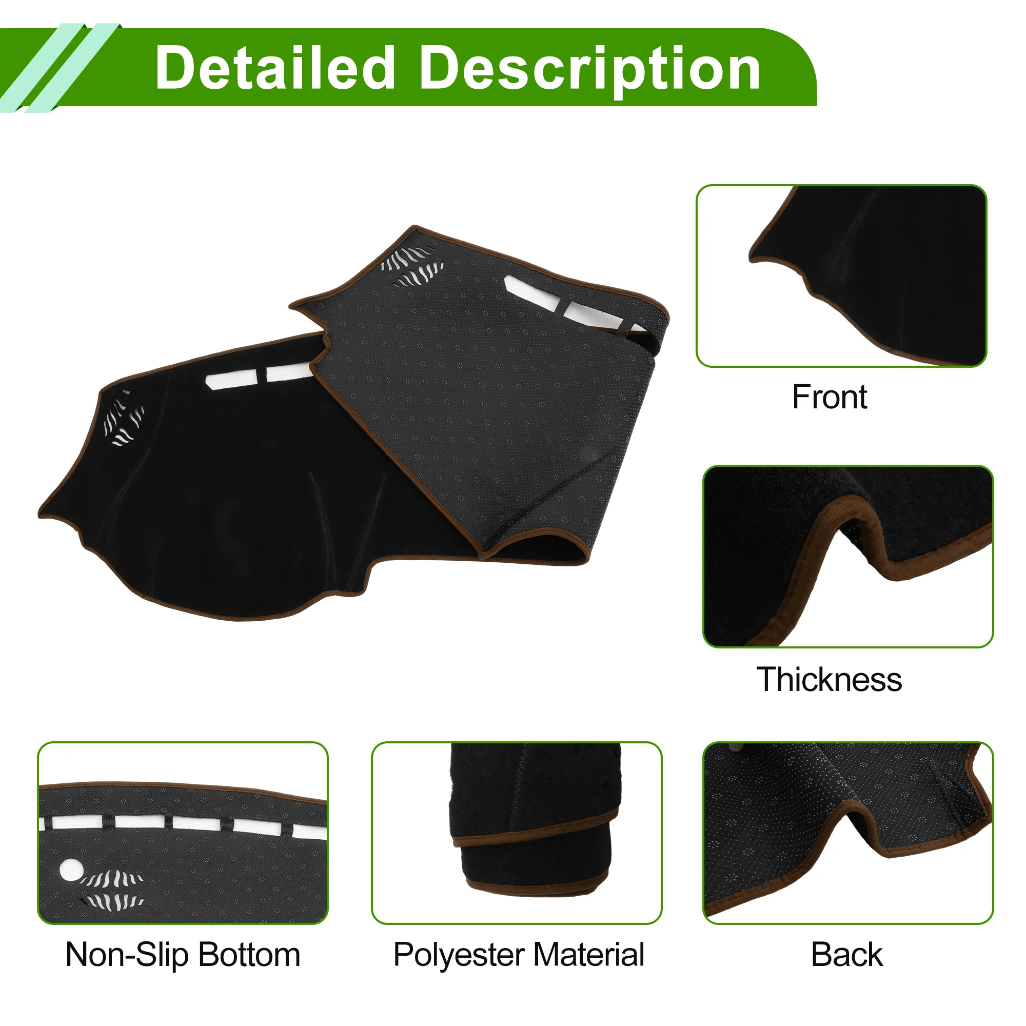 Dash Cover for RAM 3500 19-25 Dashboard Cover Polyester Black with Brown Edge - Image 6