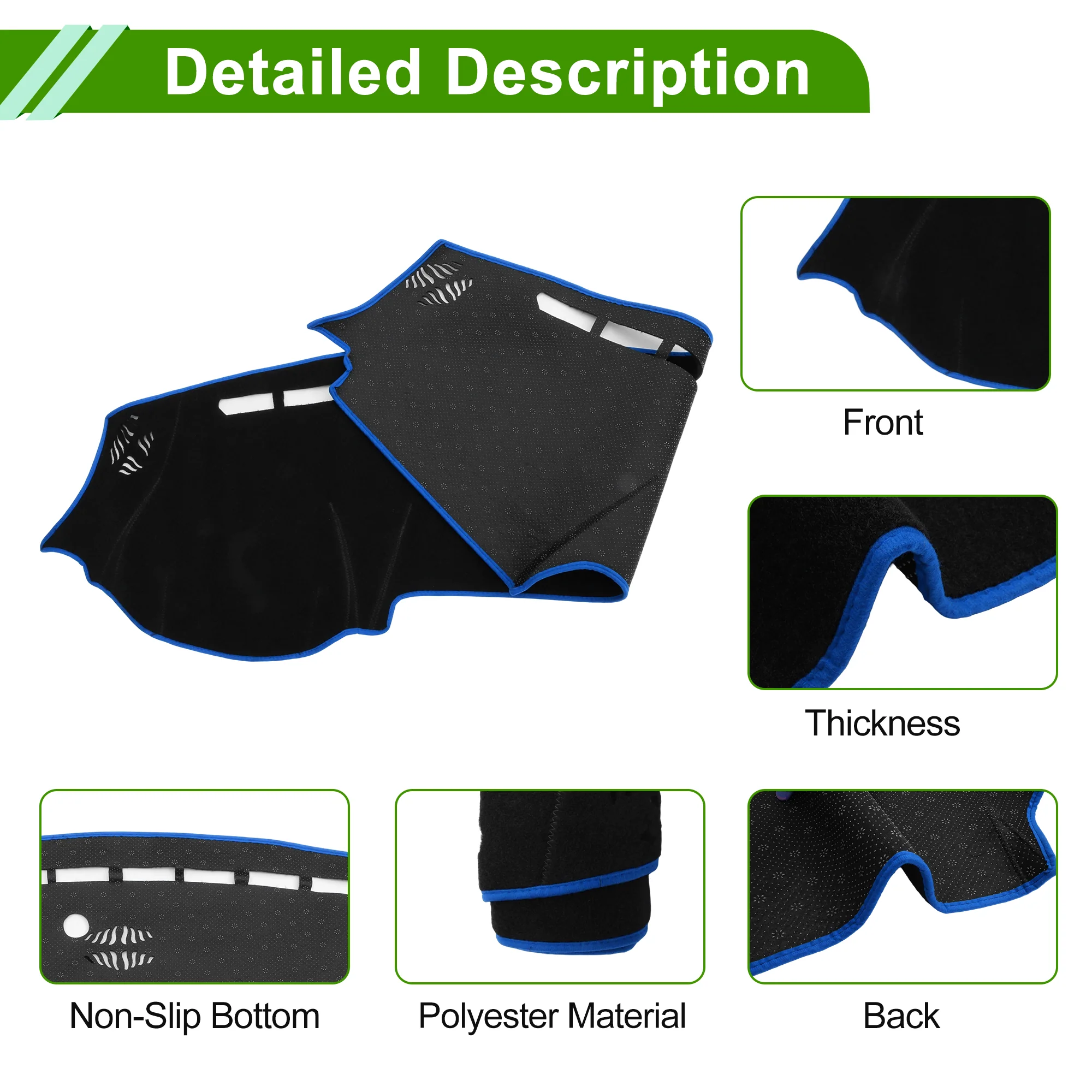 Dash Cover for RAM 3500 19-25 Dashboard Cover Polyester Black with Blue Edge 1Pc - Image 6