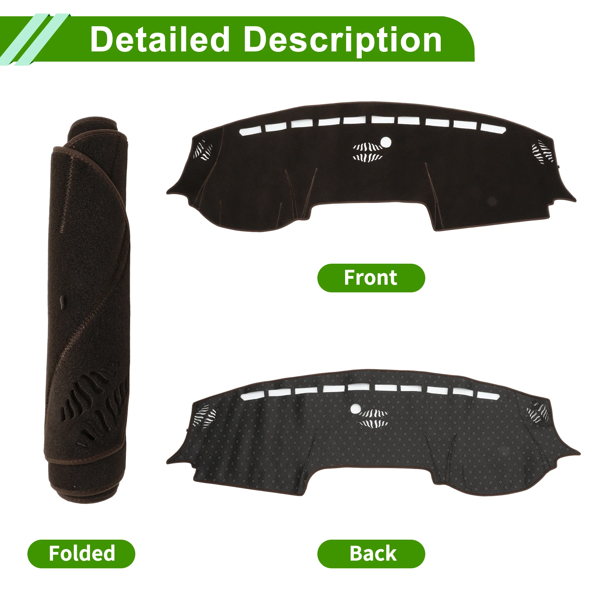 Dash Cover for RAM 3500 2019-2025 No Hud Dashboard Cover Polyester Brown 1 pcs - Image 4