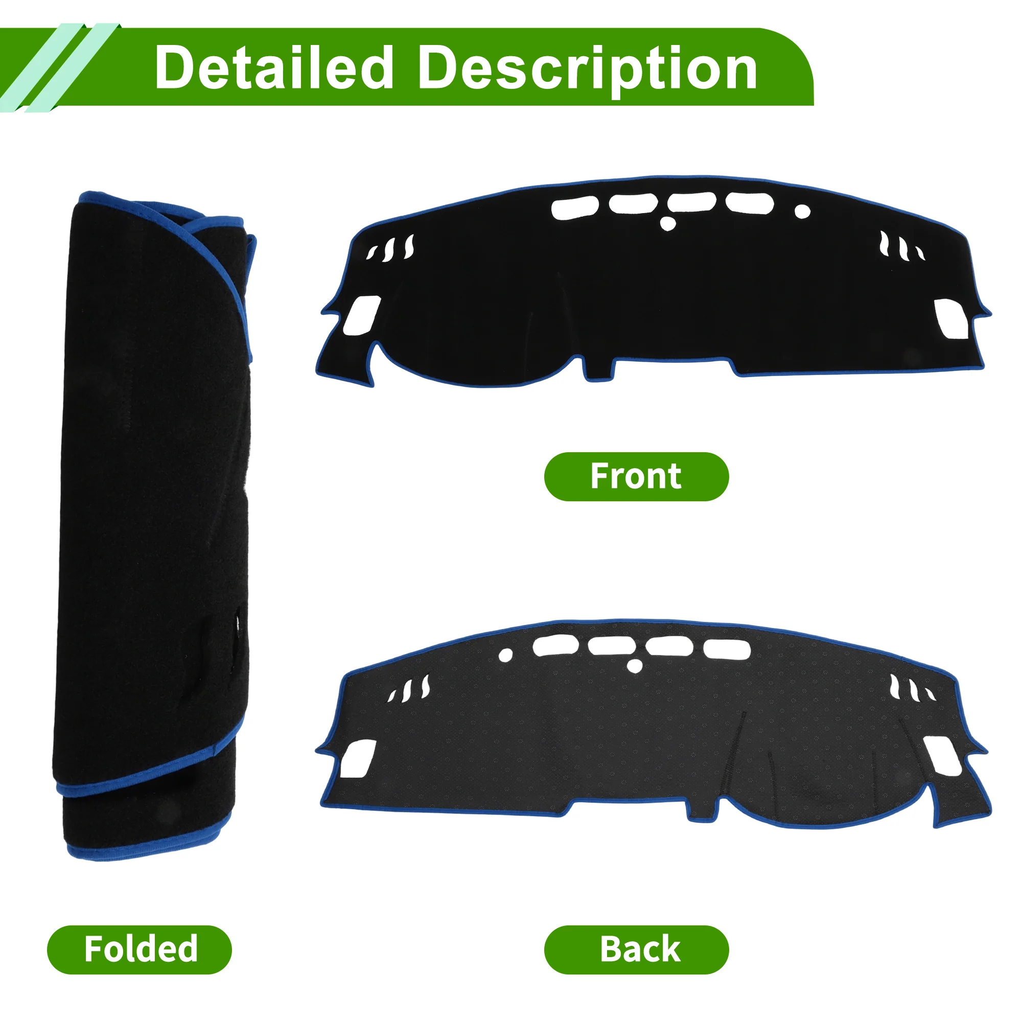 Dash Cover for Nissan Altima 2019-2025 Polyester Black with Blue Edge 1Pc - Image 4