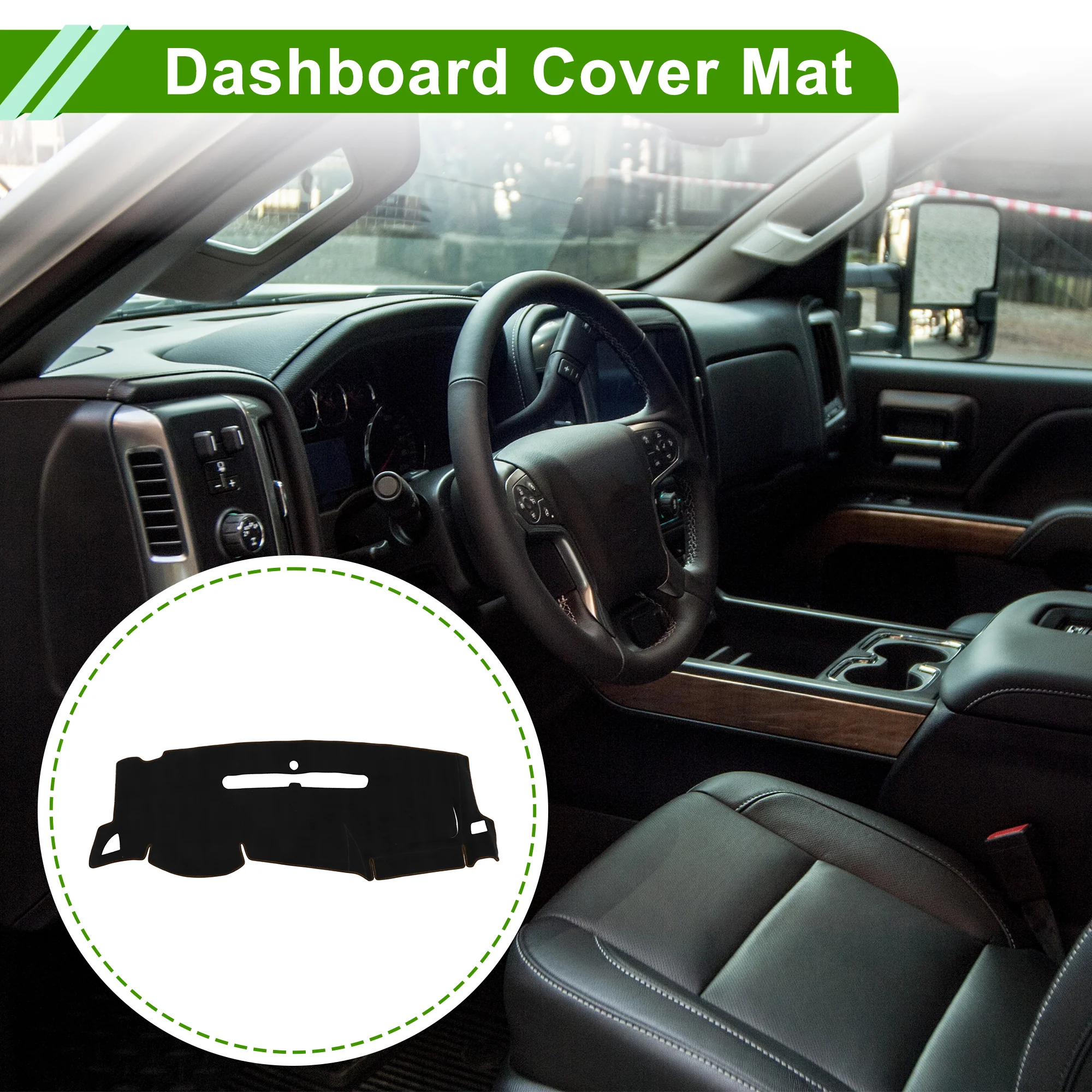 Dash Cover for Chevrolet Silverado 2007-2013 Polyester Black with Brown Edge 1Pc - Image 2