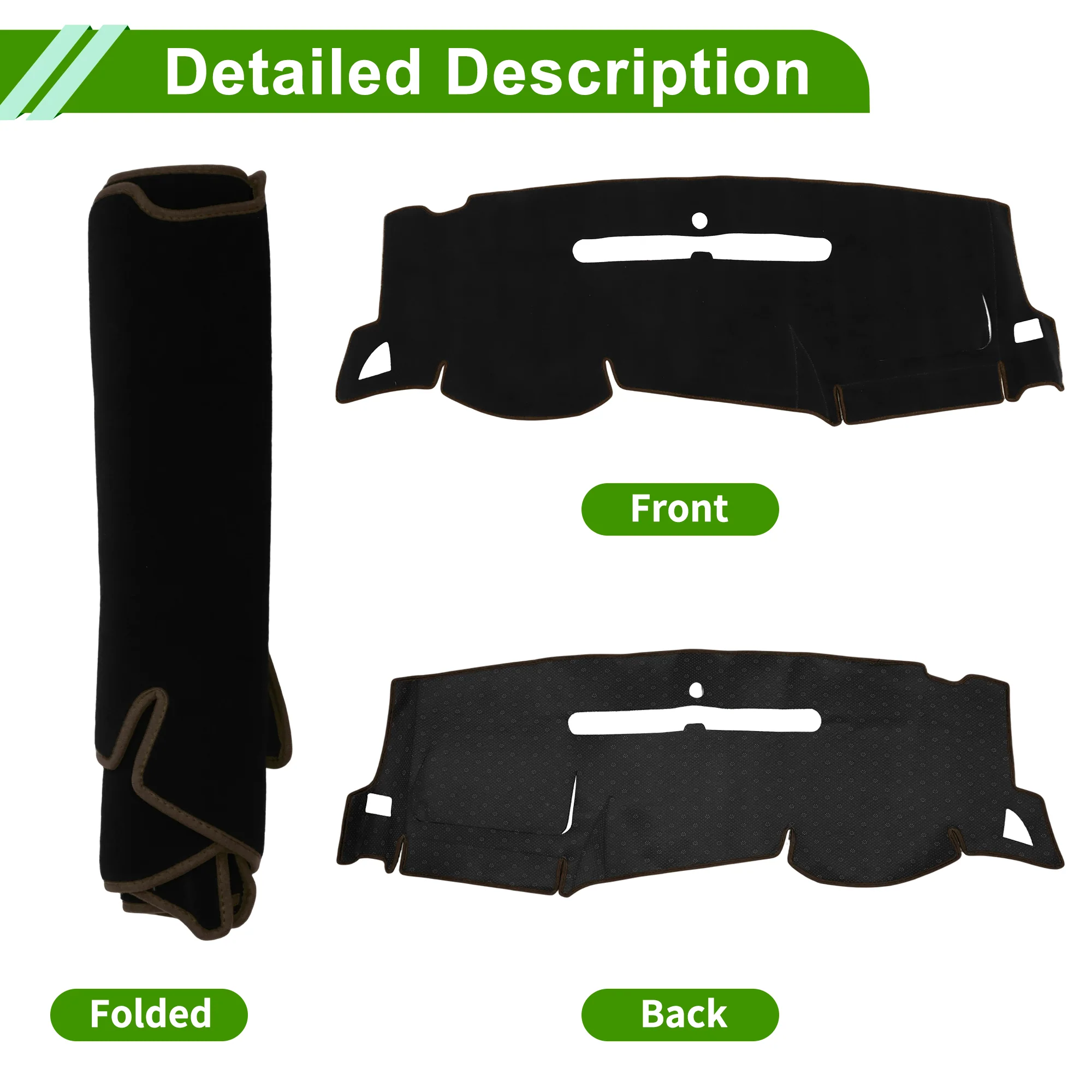 Dash Cover for Chevrolet Silverado 2007-2013 Polyester Black with Brown Edge 1Pc - Image 4
