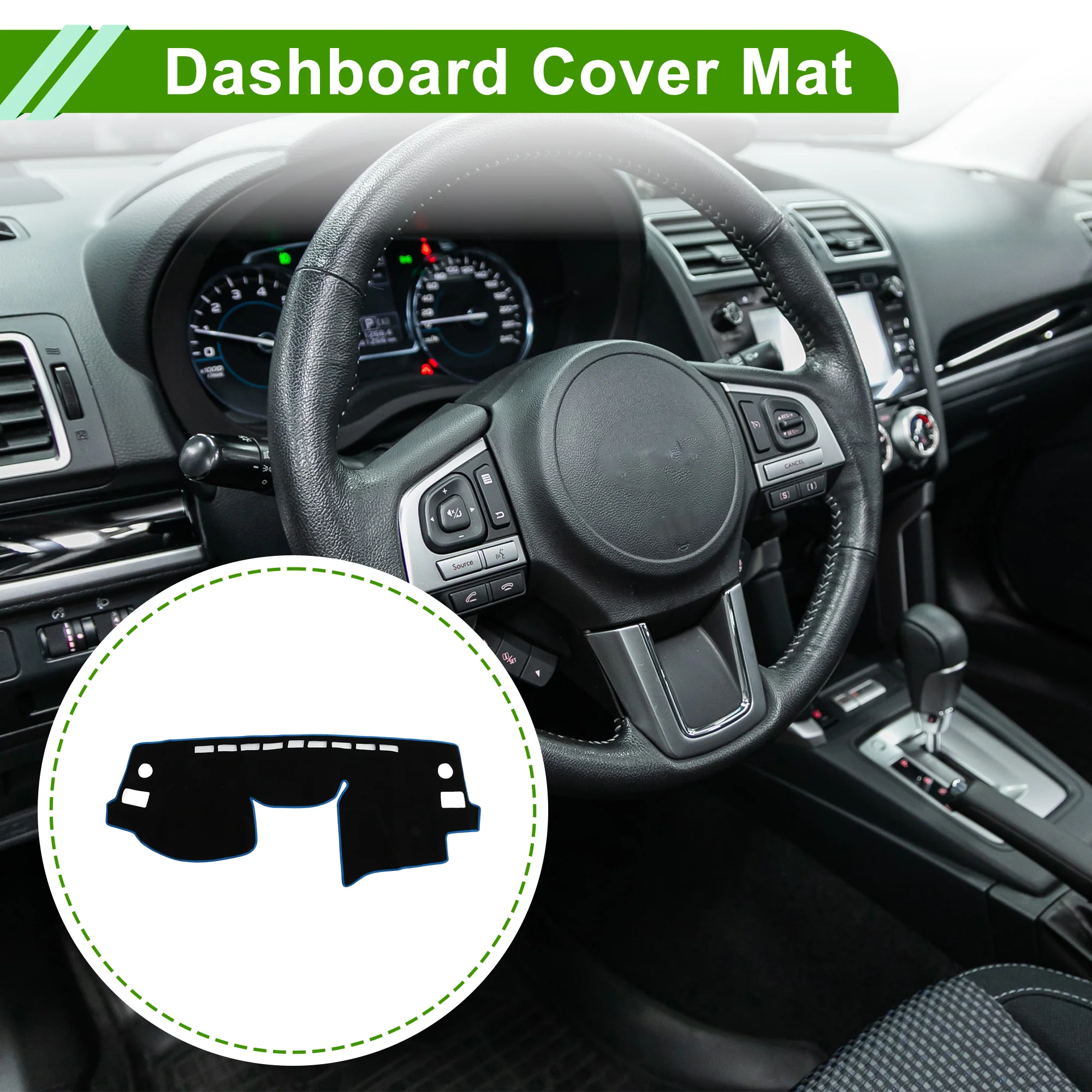 Dash Cover for Subaru Forester 2014-2018 Polyester Black with Blue Edge 1 pcs - Image 2