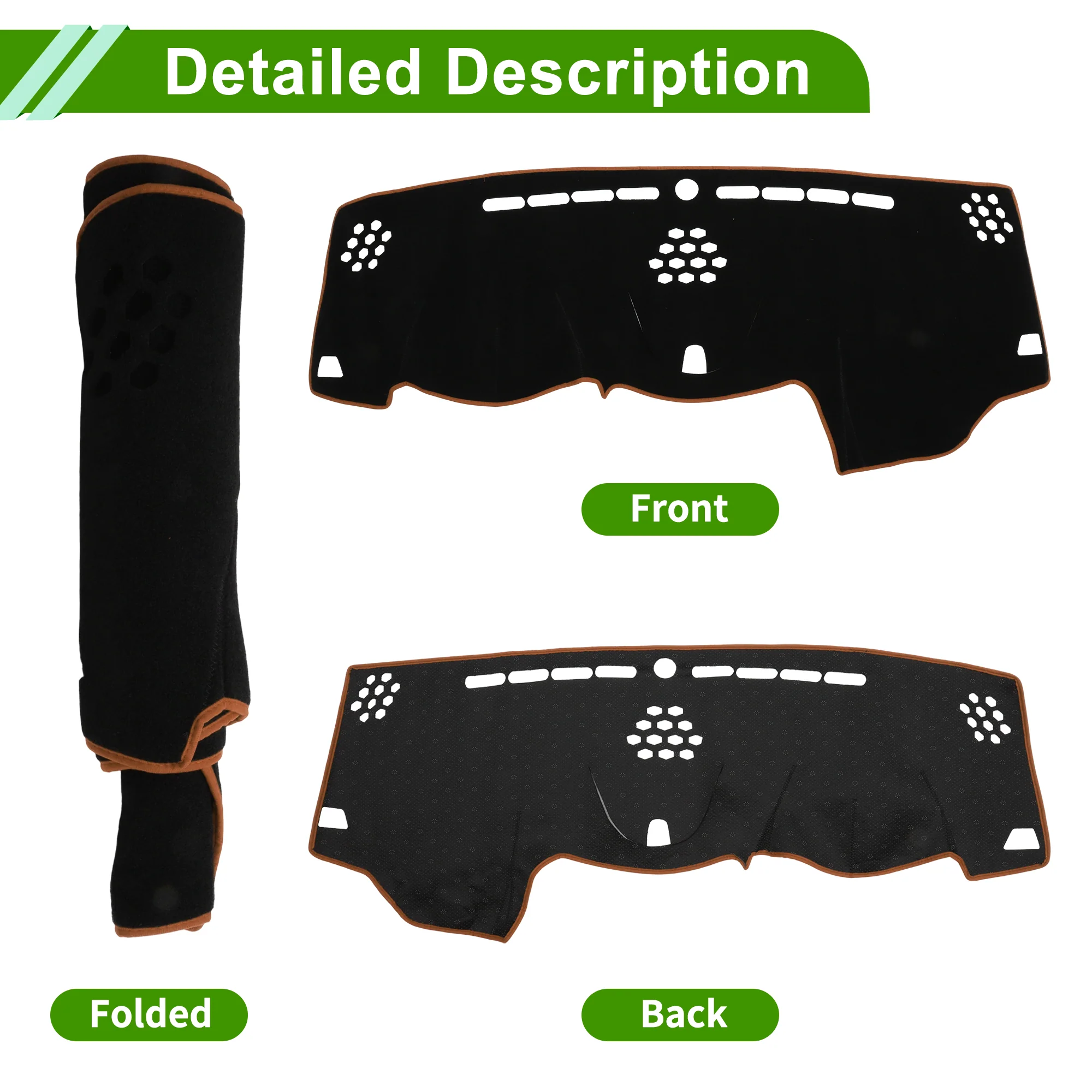 Dash Cover for Jeep Cherokee Latitude 14-23 Polyester Black with Orange Edge 1Pc - Image 4