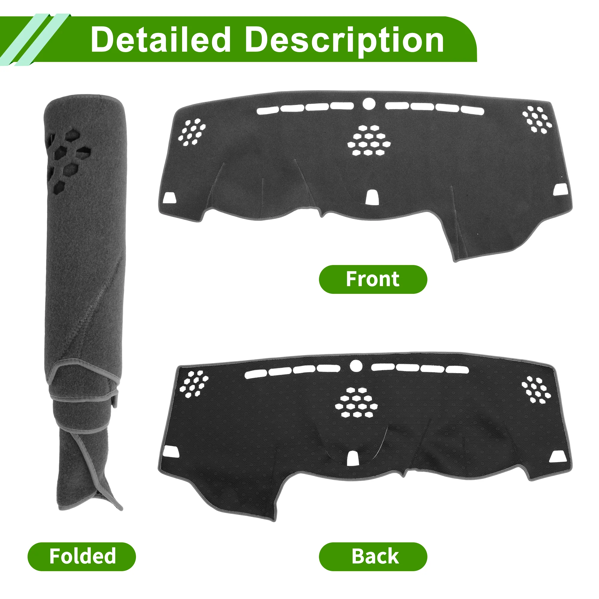 Dash Cover for Jeep Cherokee Latitude 14-23 Dashboard Cover Polyester Gray 1Pc - Image 4
