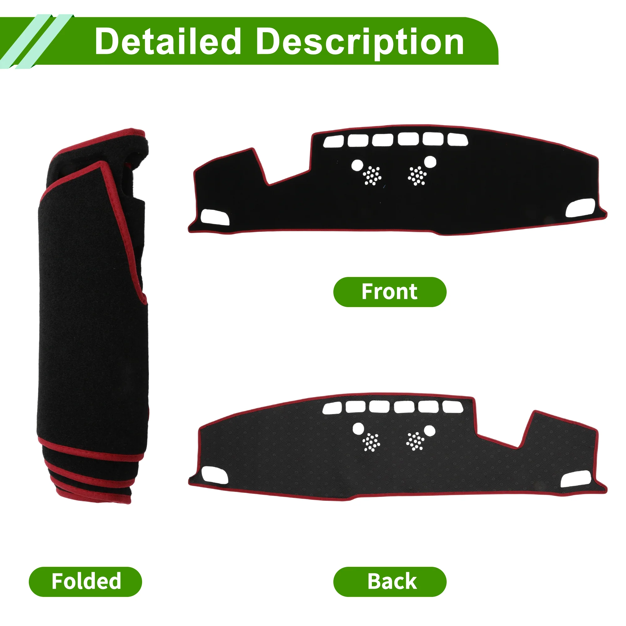 Dash Cover for Hyundai Palisade 2020-2025 Polyester Black with Red Edge 1Pc - Image 4
