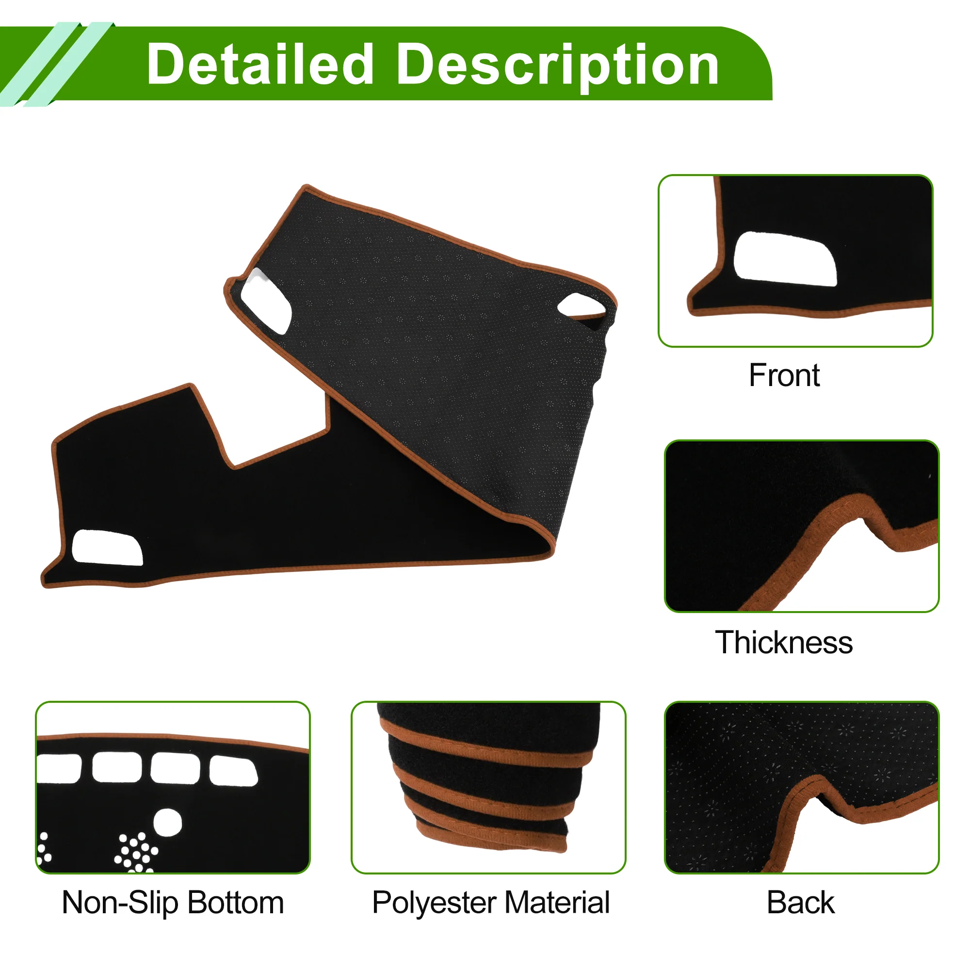 Dash Cover for Hyundai Palisade 2020-2025 Polyester Black with Orange Edge 1Pc - Image 6