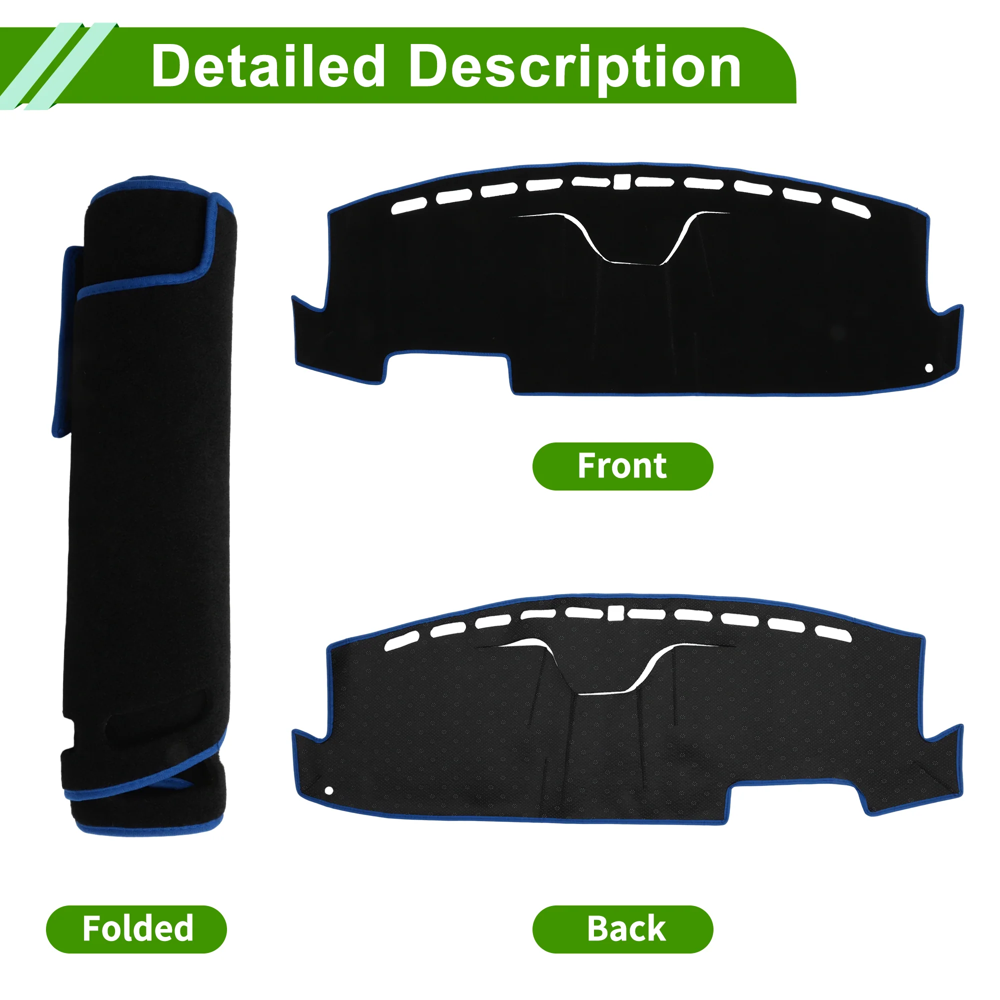 Dash Cover for Ford for Mustang Mach E 21-24 Polyester Black with Blue Edge 1Pc - Image 4