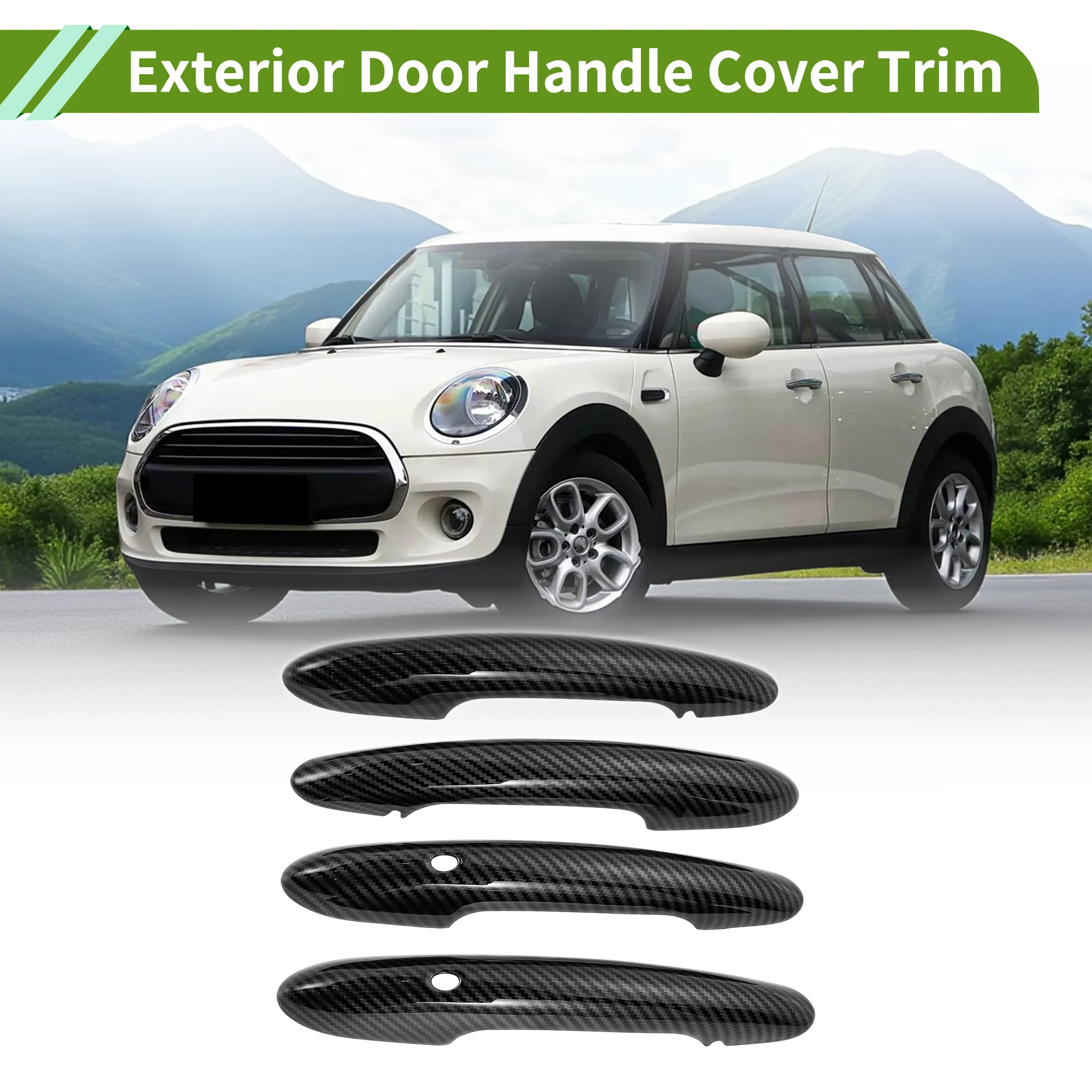 Exterior Door Handle Cover Trim for Mini Cooper F55 Carbon Fiber Black 1 Set - Image 2