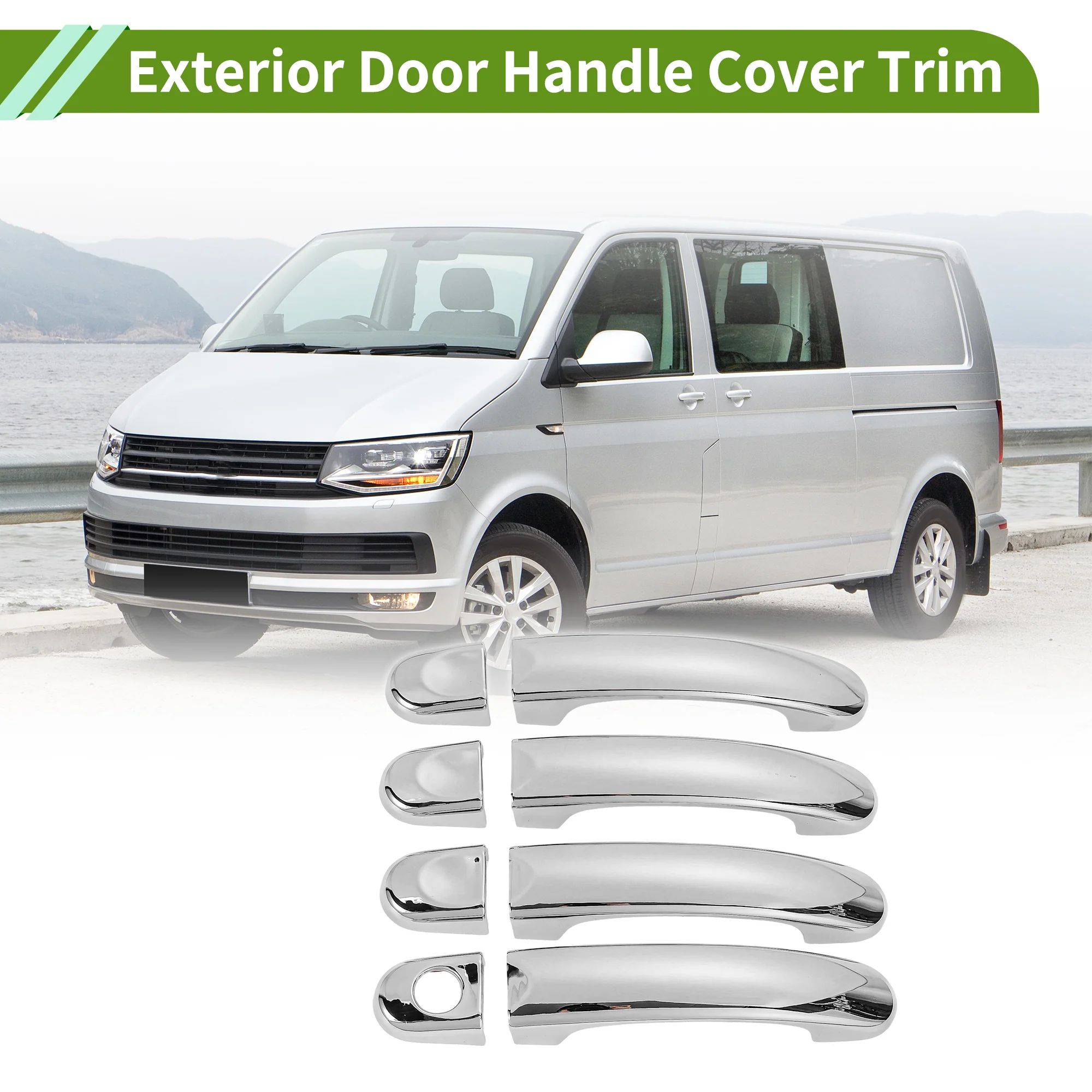 Exterior Door Handle Cover Trim for Volkswagen Transporter Electroplating 8 Pcs - Image 2