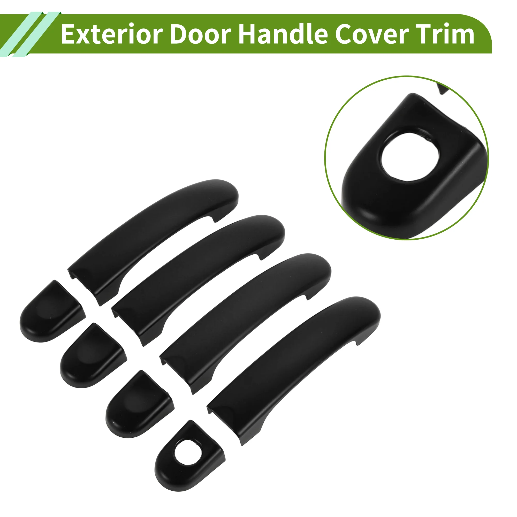Exterior Door Handle Cover Trim for Volkswagen Transporter (T5) Matte Black 8Pcs - Image 4