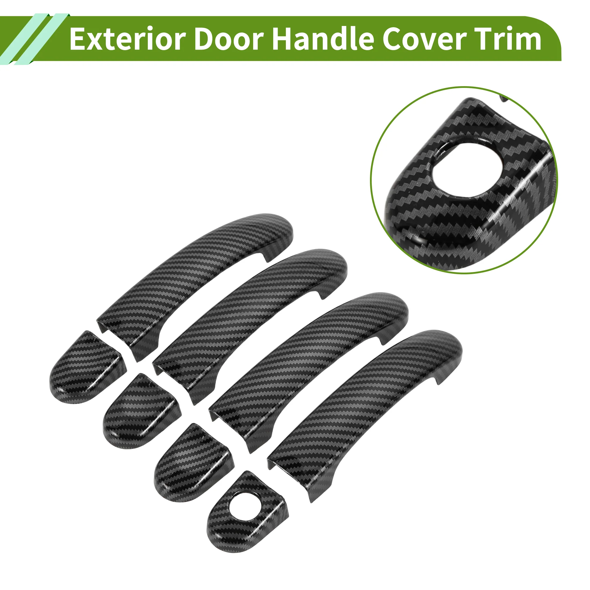 Exterior Door Handle Cover Trim for Volkswagen Transporter Carbon Fiber Black - Image 4