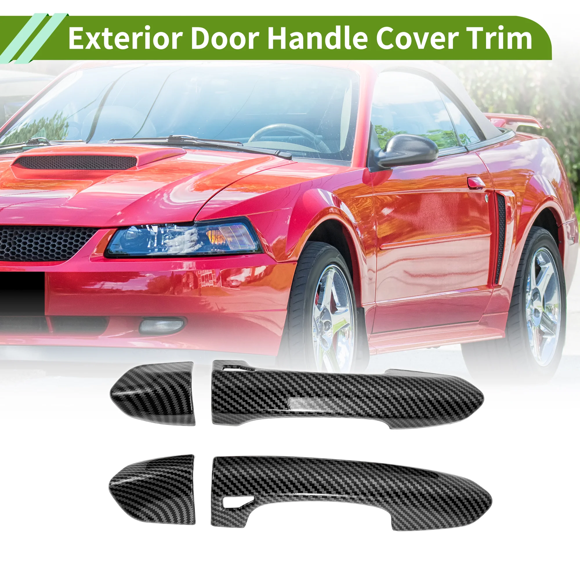 Exterior Door Handle Cover Trim for Ford for Mustang Carbon Fiber Black 1 Pair - Image 2