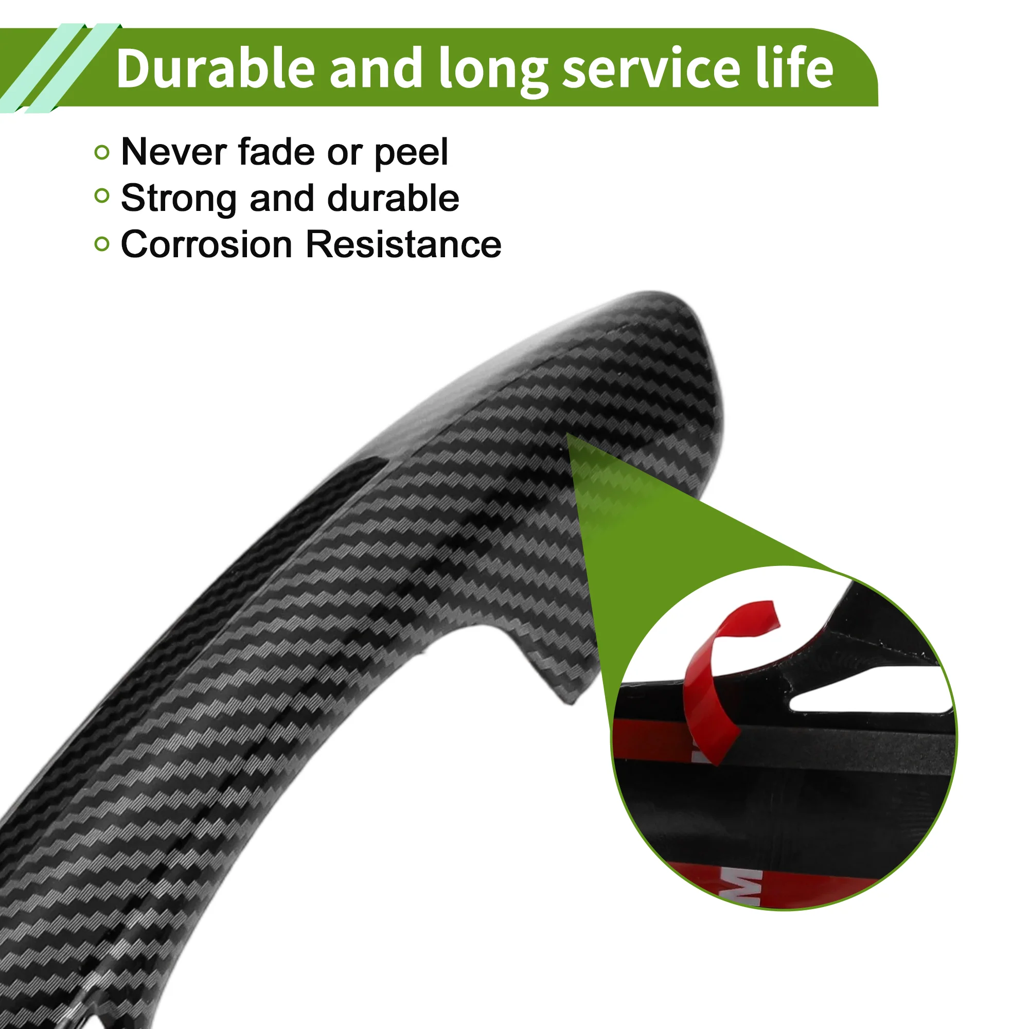 Exterior Door Handle Cover Trim for Ford for Mustang Carbon Fiber Black 1 Pair - Image 6