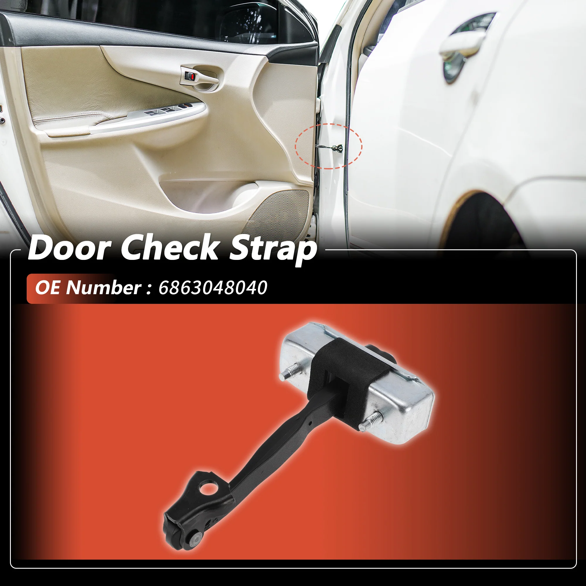No.6863048040 Right Rear Door Door Check Strap for Toyota Highlander 2008-2013 - Image 2