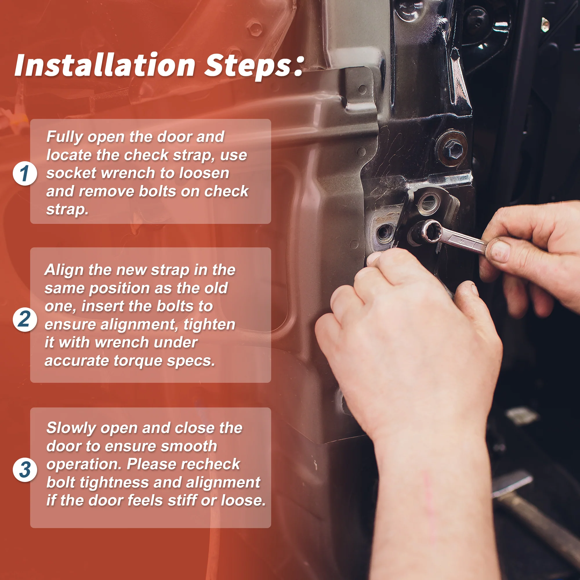 No.6863042040 Left/Right Rear Door Door Check Strap for Toyota Rav4 2014-2018 - Image 6