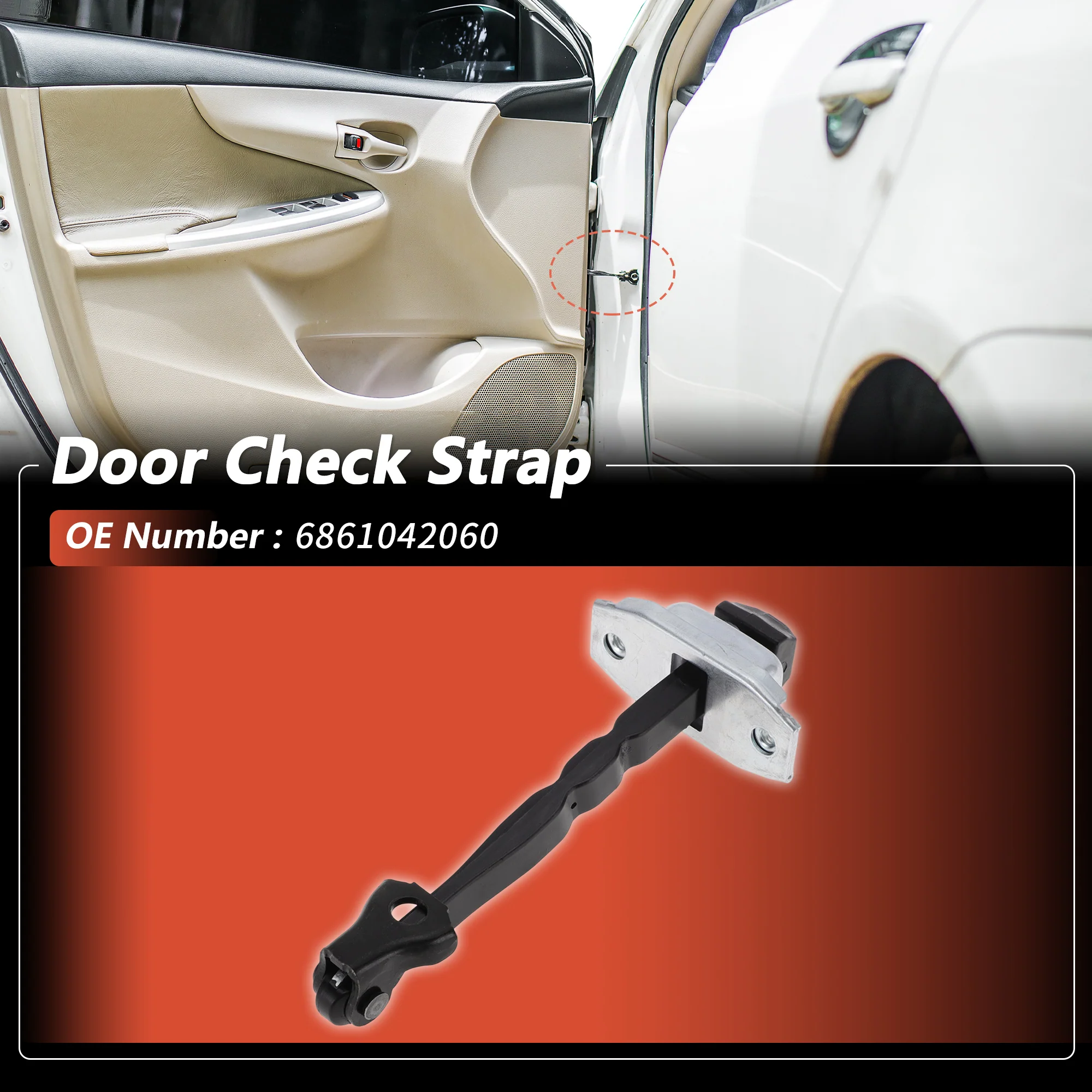 No.6861042060 Left/Right Front Door Door Check Strap for Toyota Rav4 2019-2024 - Image 2
