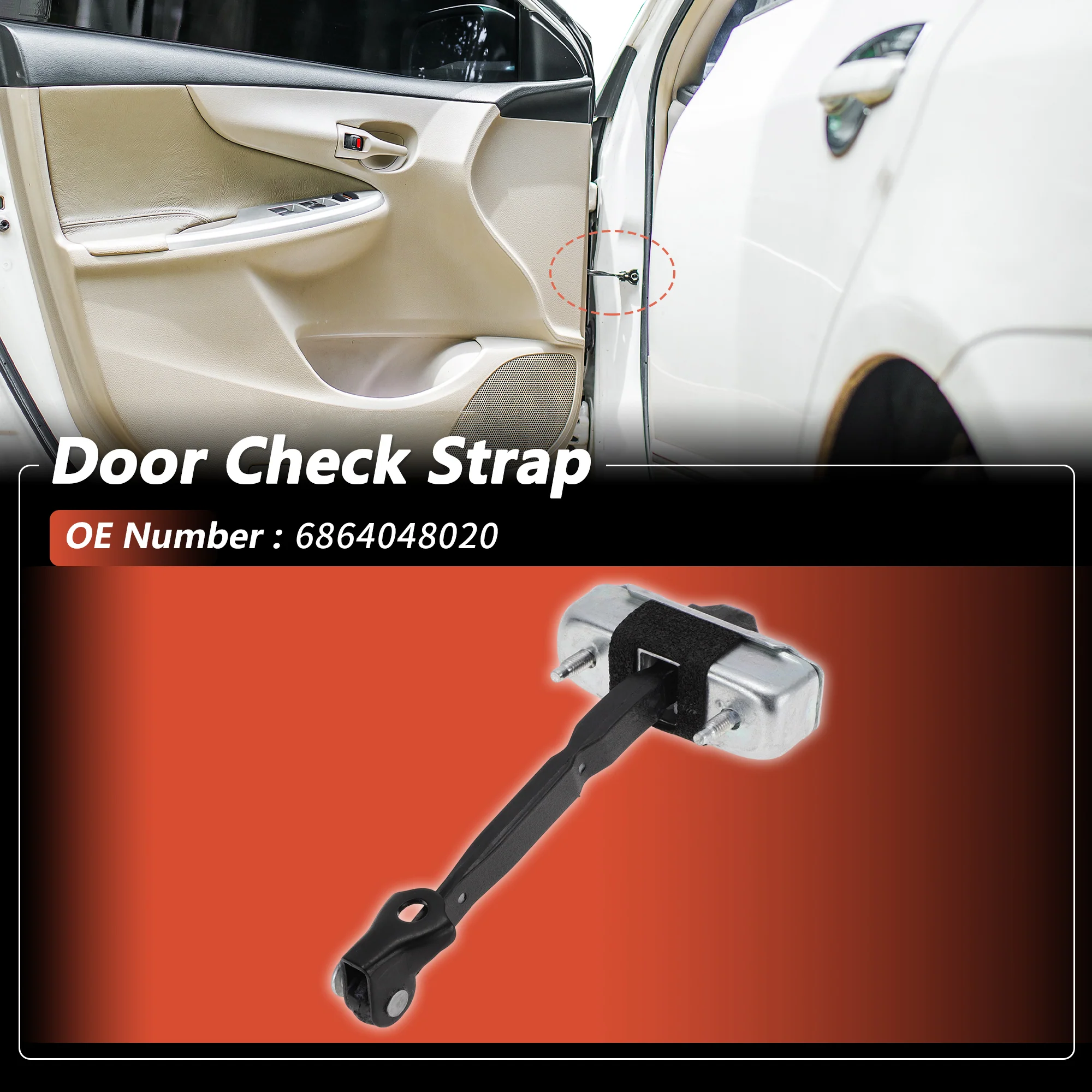 No.6864048020 Left Rear Door Door Check Strap for Lexus RX300 2003-2008 1 pcs - Image 2