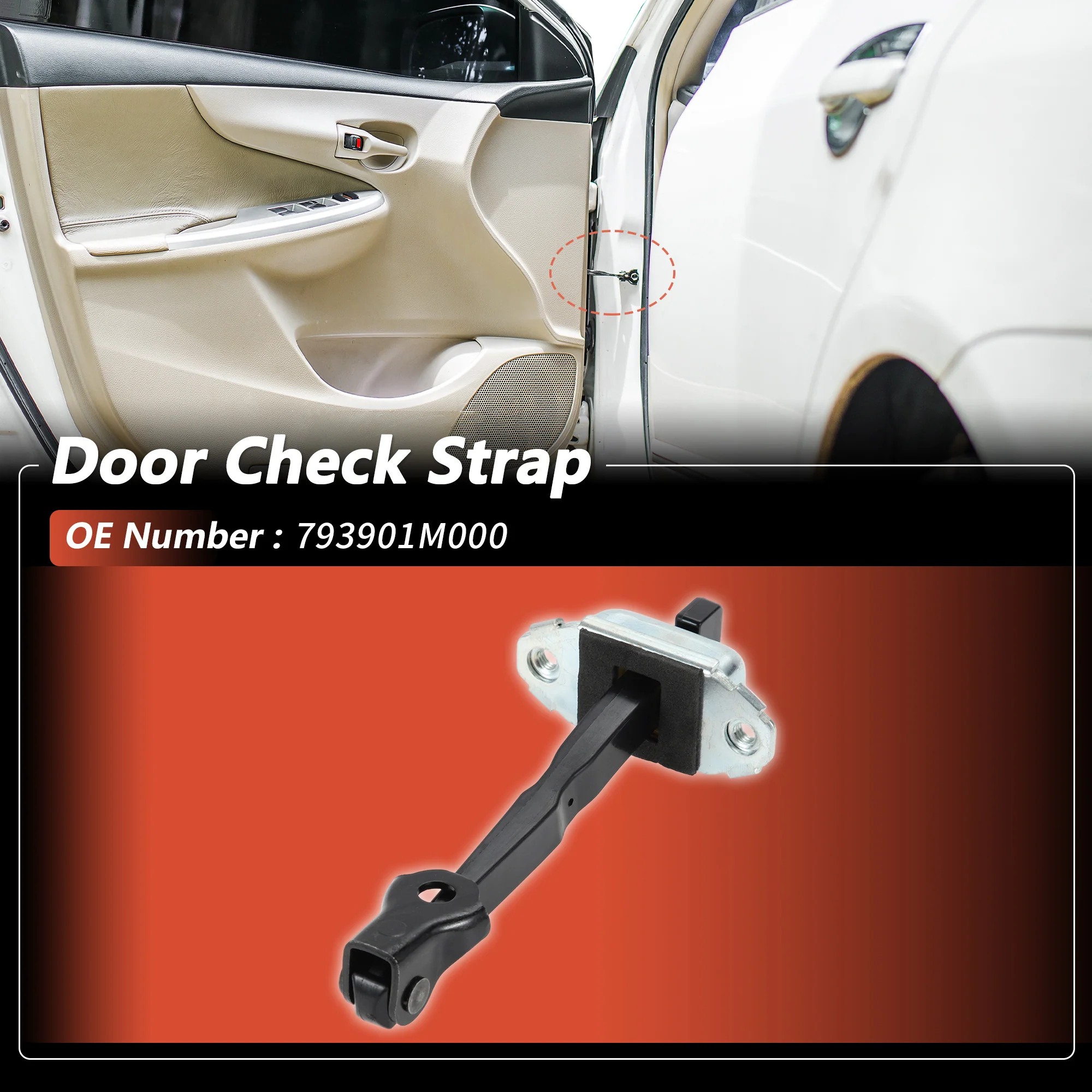 No.793901M000 Front Right Door Check Strap for Kia Forte Sedan 2010-2013 1 pcs - Image 2