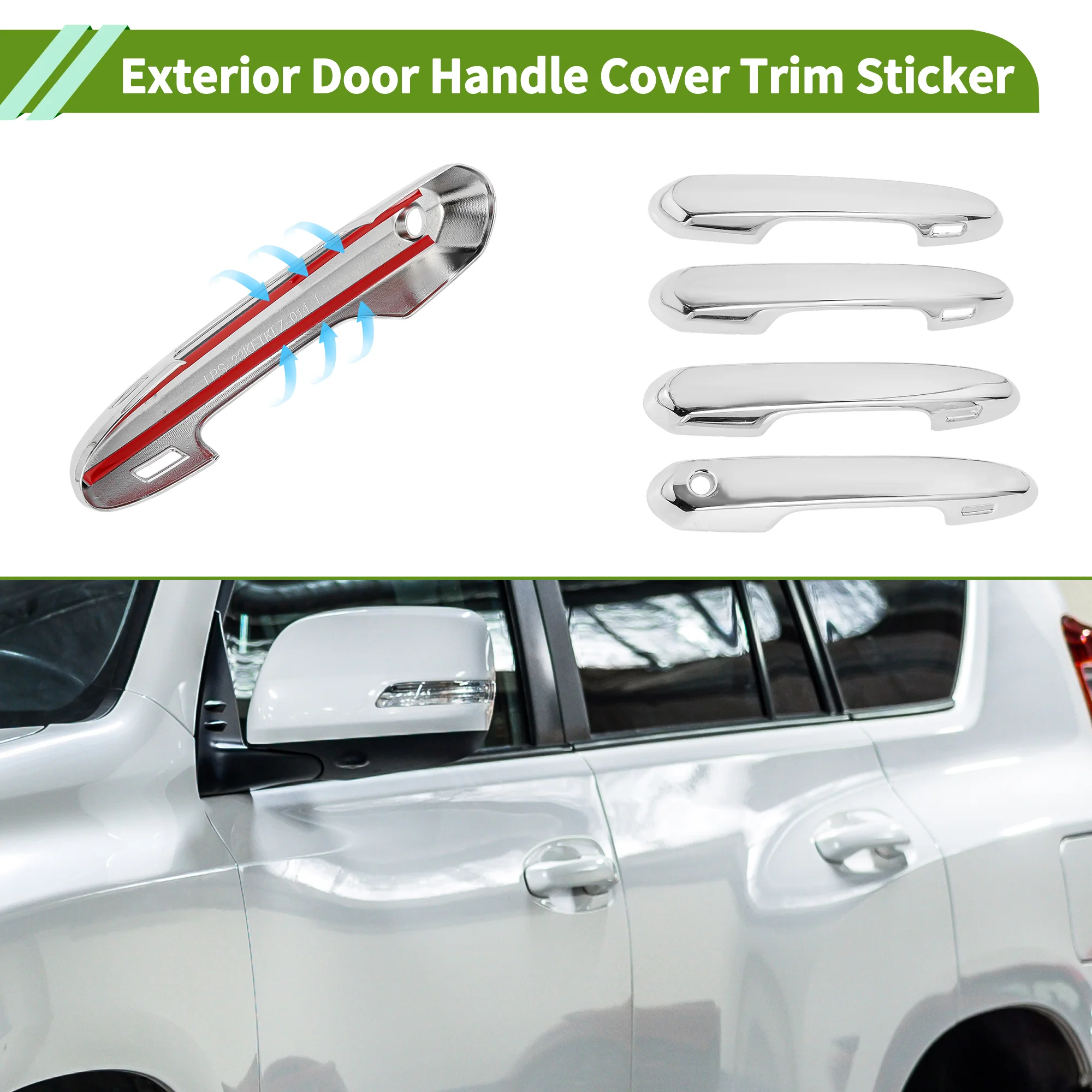 Exterior Door Handle Cover Trim for Toyota Land Cruiser 2023 Plated Silver 1 Set - Image 3