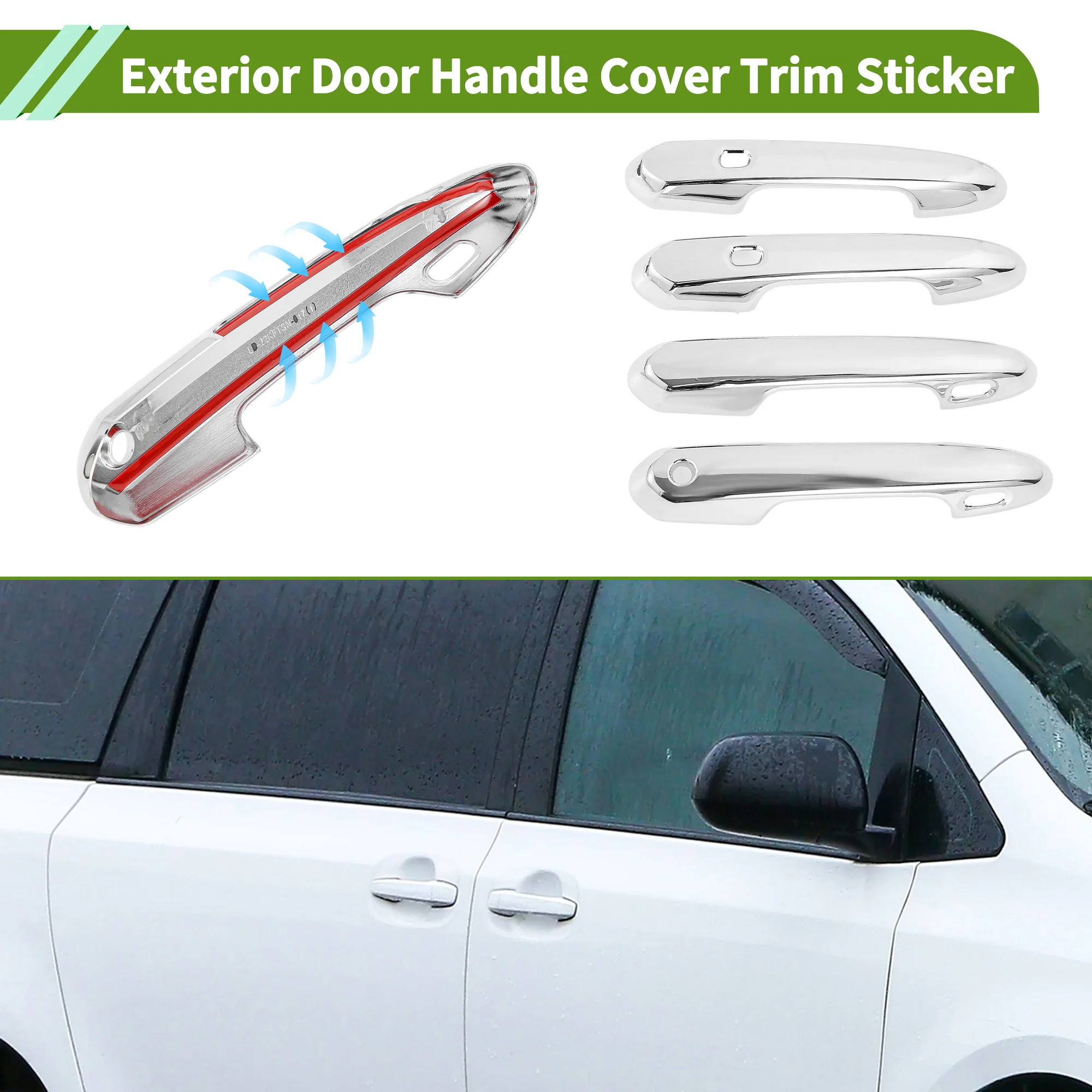 Exterior Door Handle Cover Trim for Toyota Sienna 2021-2025 Plated Silver 1 Set - Image 3