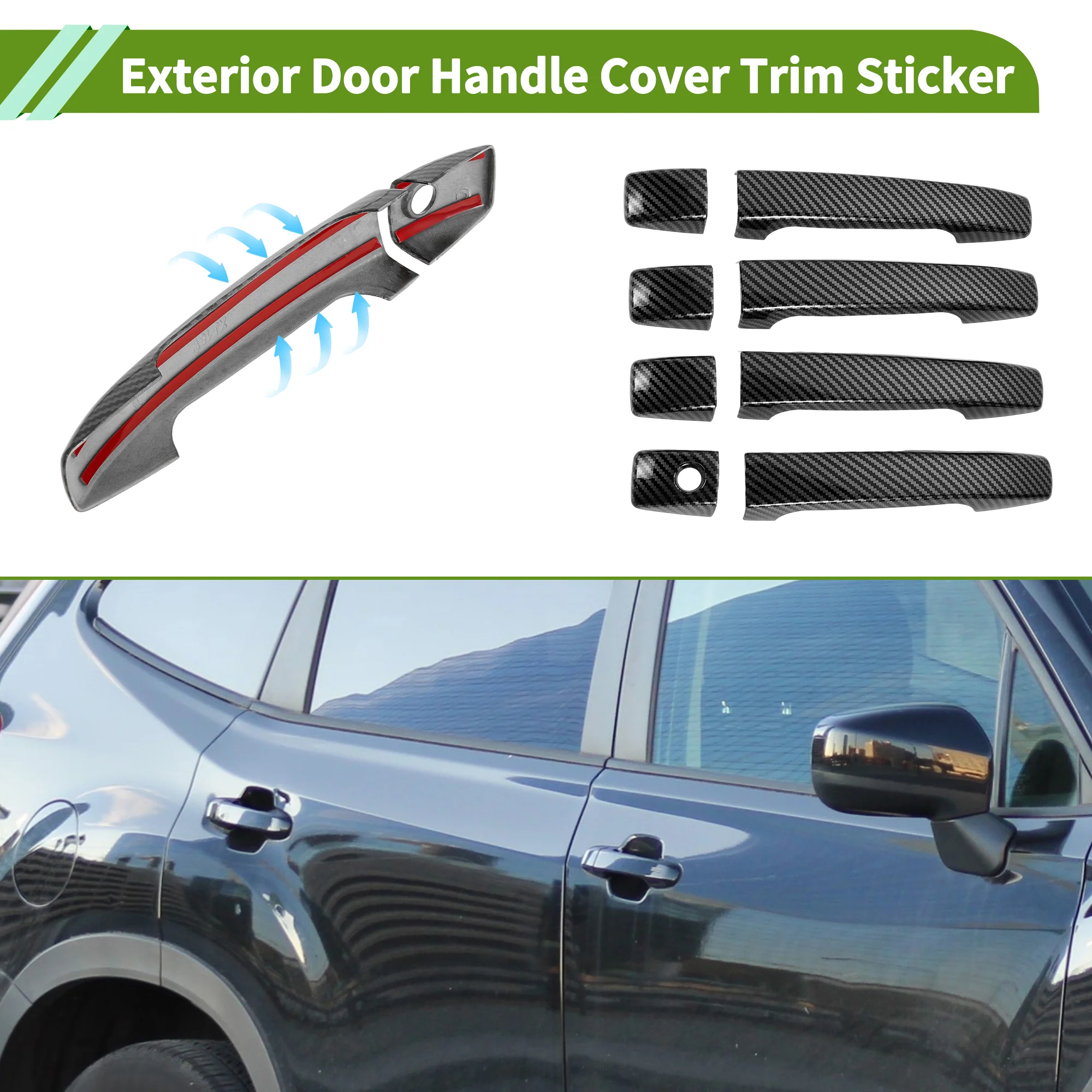 Exterior Door Handle Cover Trim for Audi A4L 2009-2015 Carbon Fiber 1 Set - Image 3