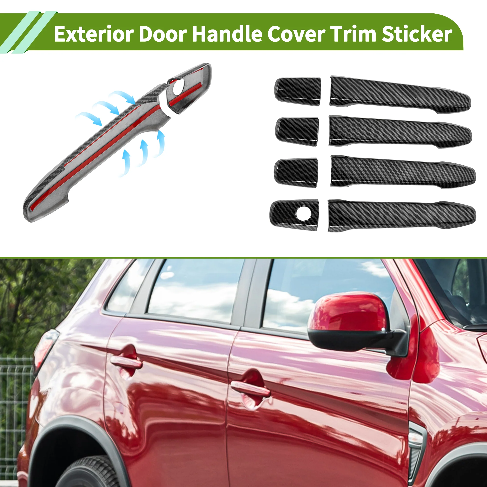Exterior Door Handle Cover Trim for Mitsubishi Asx Normal Carbon Fiber 1 Set - Image 3