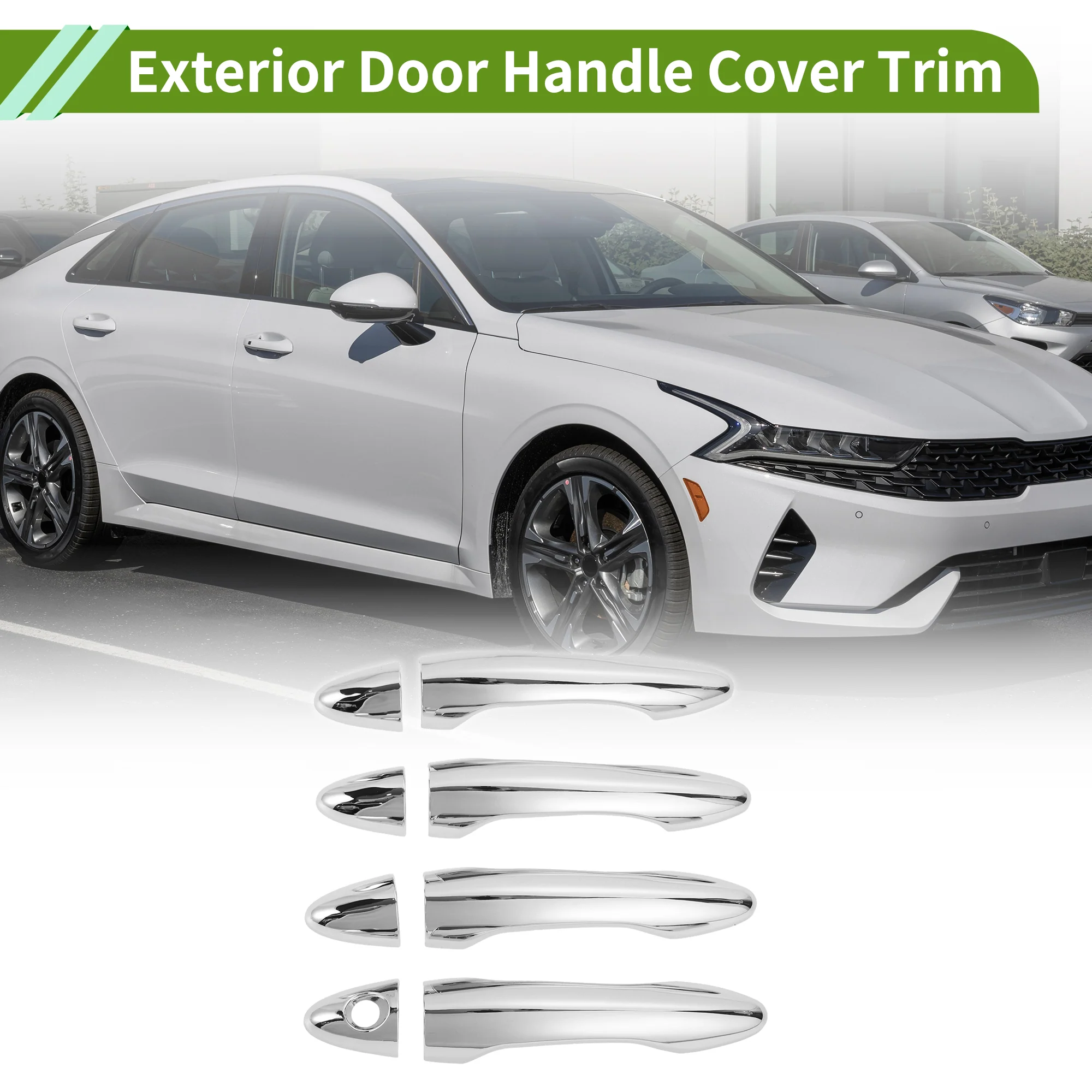 Exterior Door Handle Cover Trim for Kia K5 2011-2015 Normal Silver Tone 1 Set - Image 2