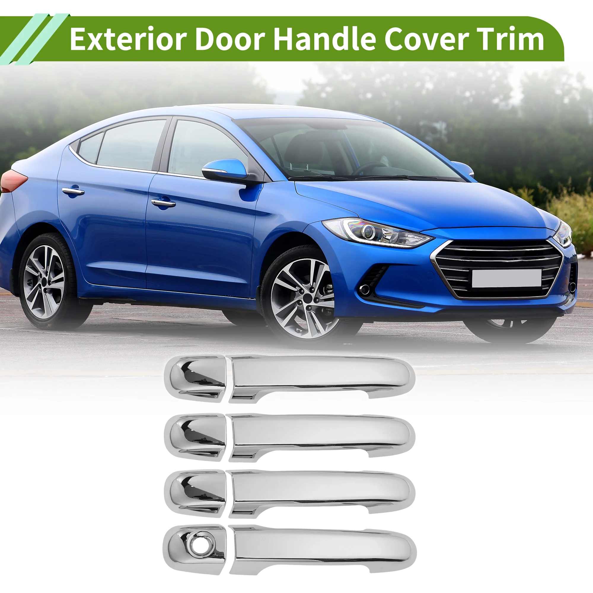 Exterior Door Handle Cover Trim for Hyundai Elantra Normal Silver Tone 1 Set - Image 2