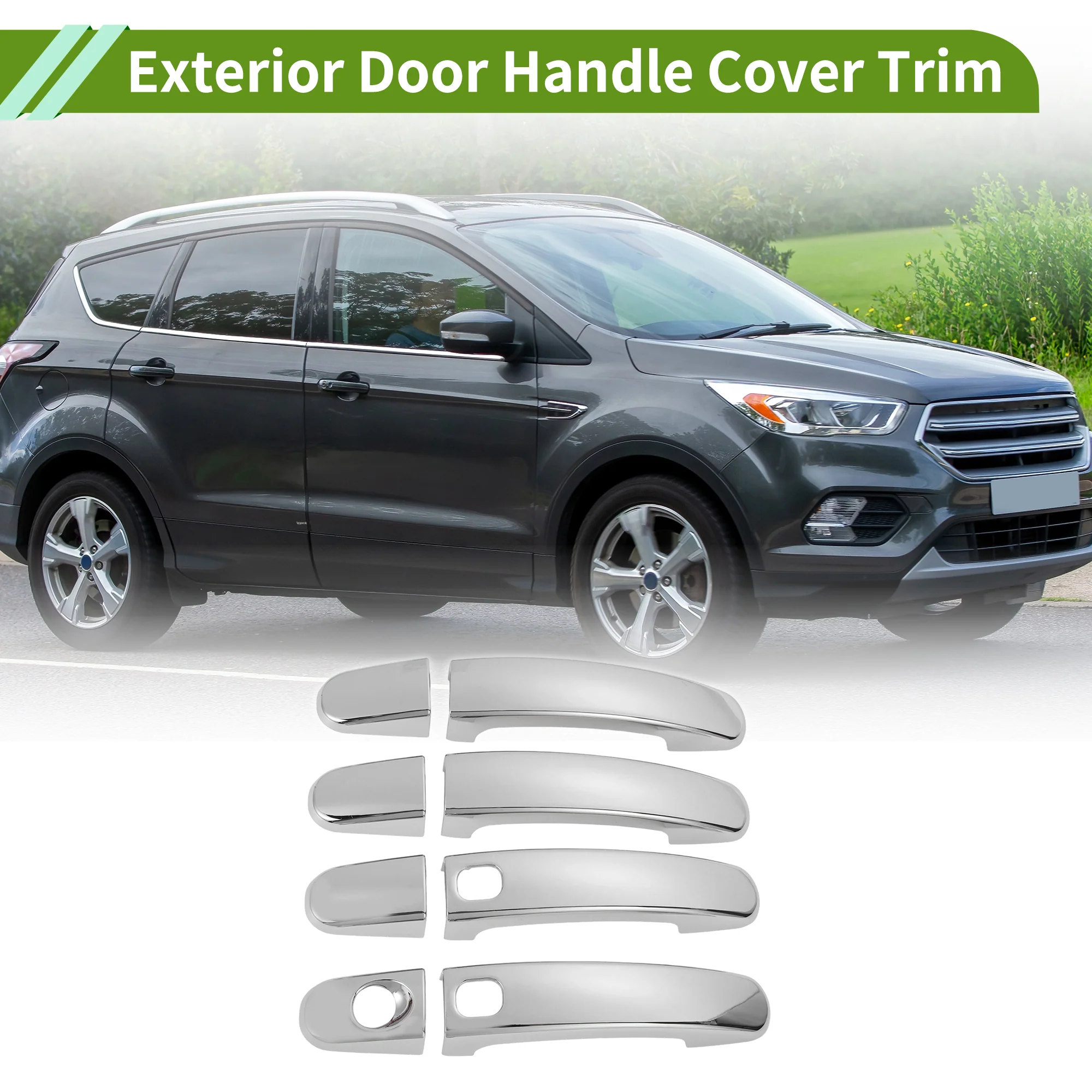 Exterior Door Handle Cover Trim for Ford Kuga 2012 Silver Tone 1 Set - Image 2