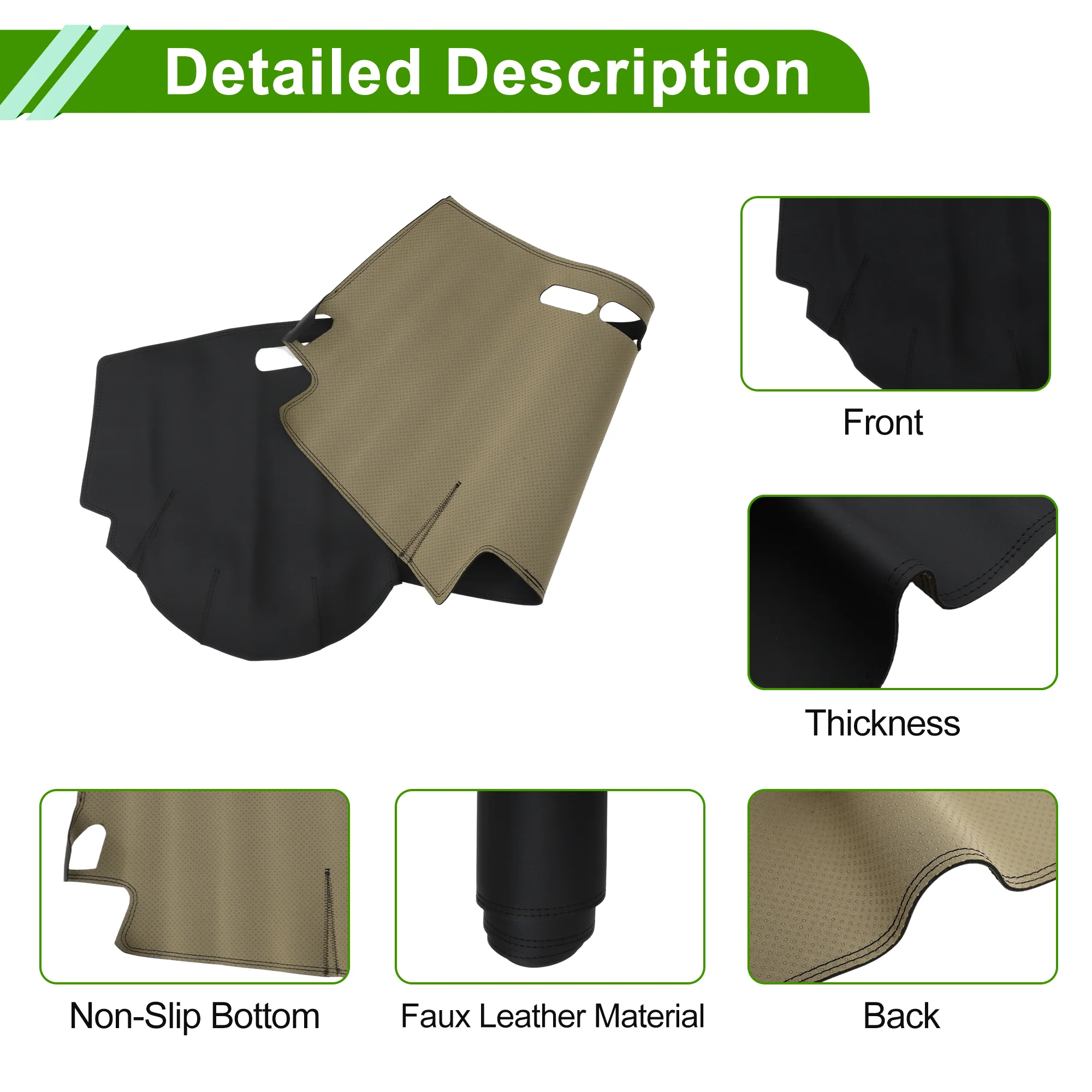 Dash Cover for KIA K2 2011-2015 without Hud Dashboard Cover Leather Black 1 pcs - Image 6