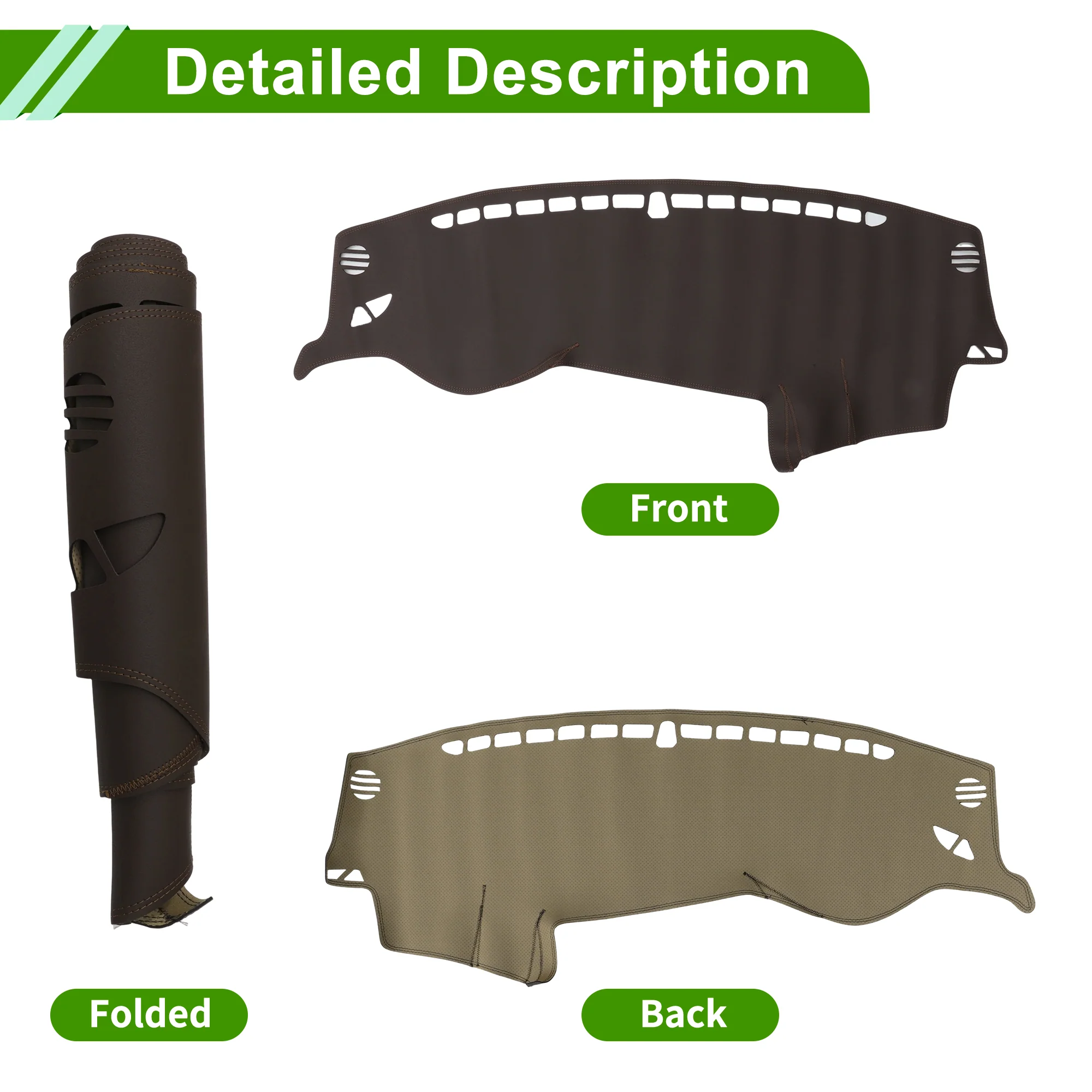 Dash Cover for KIA K5 2011-2015 without Hud Dashboard Cover Leather Brown 1 pcs - Image 4