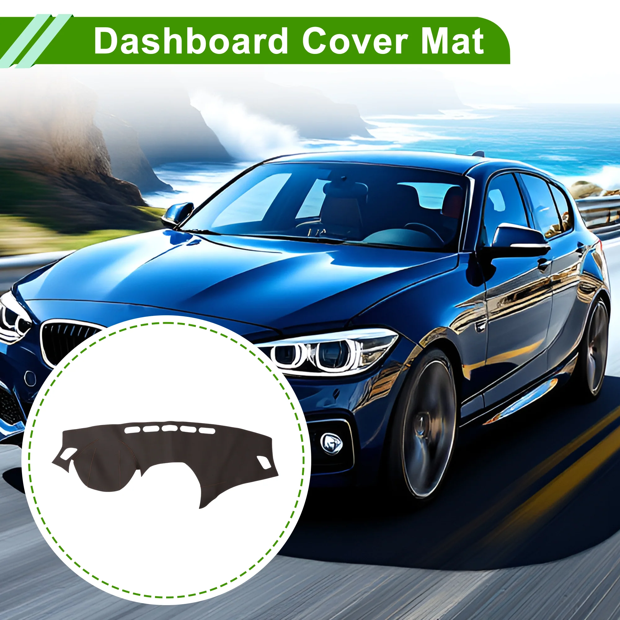 Dash Cover for BMW 1 series 12-16 without Hud Dashboard Cover Leather Brown 1 pc - Image 2