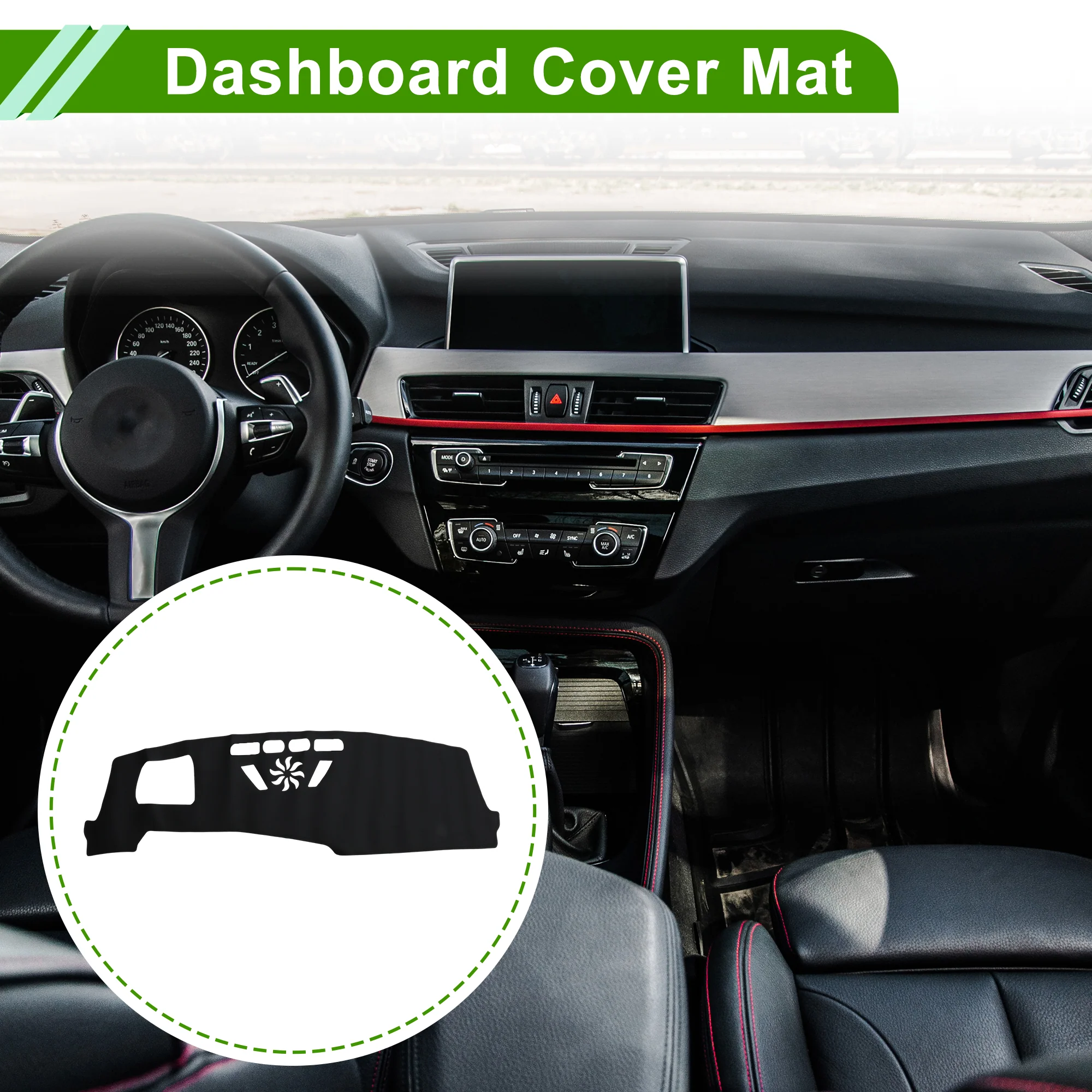 Dash Cover for BMW X1 2023-2024 with Hud Dashboard Cover Leather Black 1 pcs - Image 2